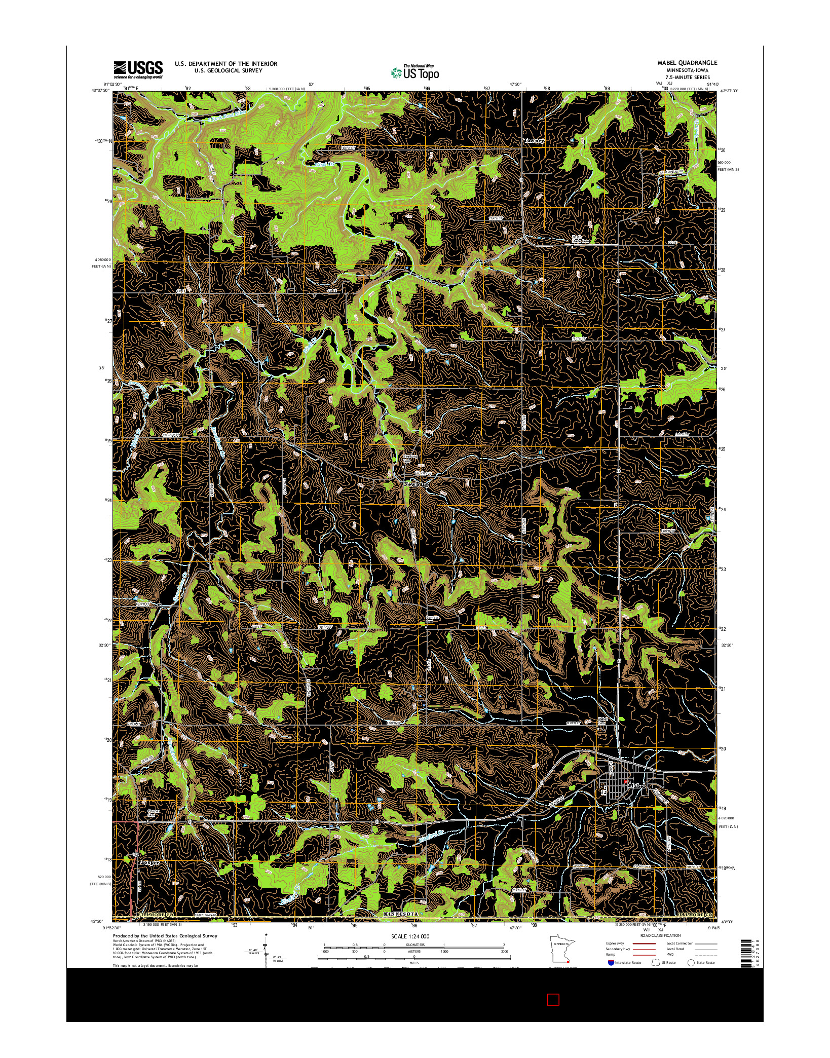 USGS US TOPO 7.5-MINUTE MAP FOR MABEL, MN-IA 2016