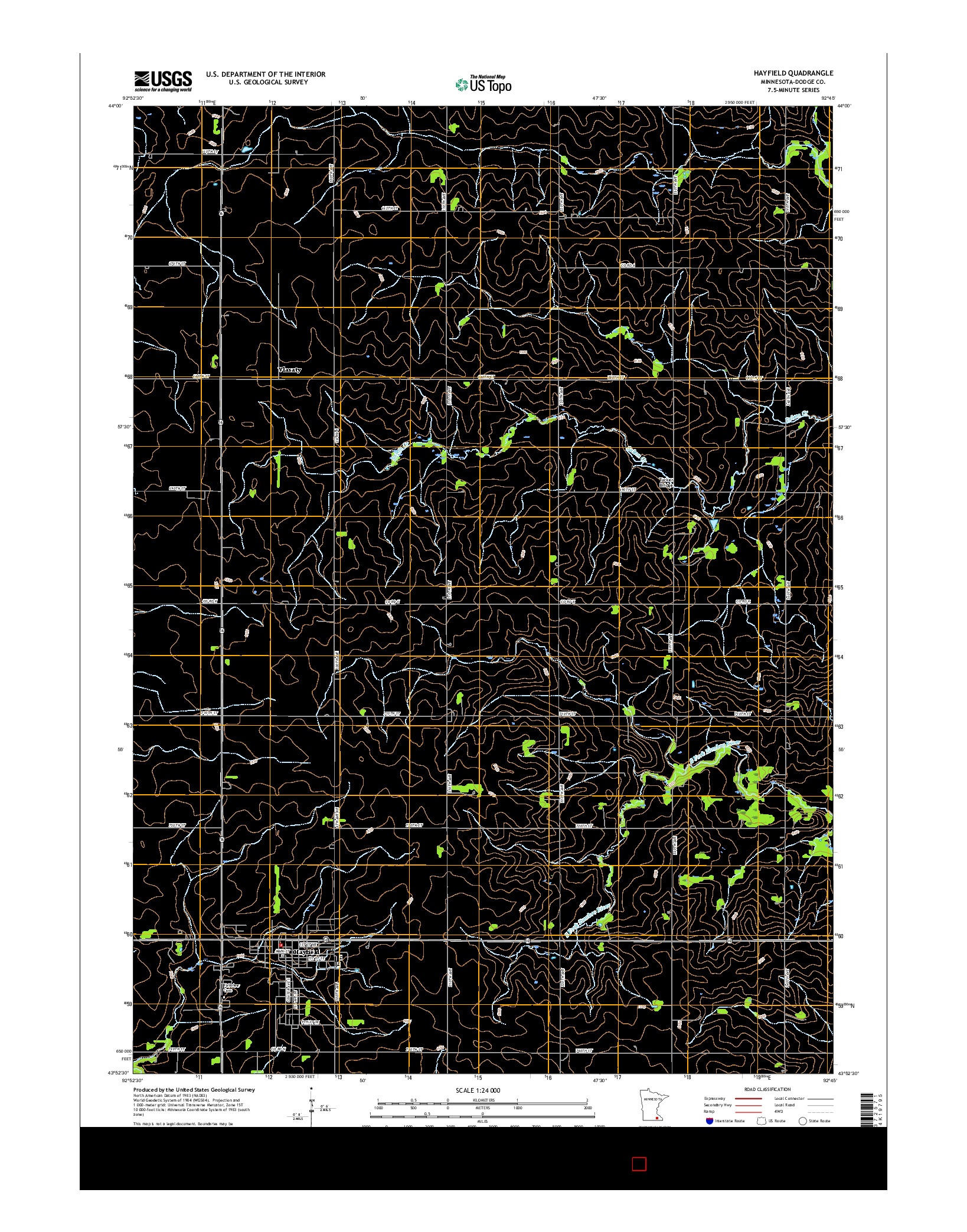 USGS US TOPO 7.5-MINUTE MAP FOR HAYFIELD, MN 2016