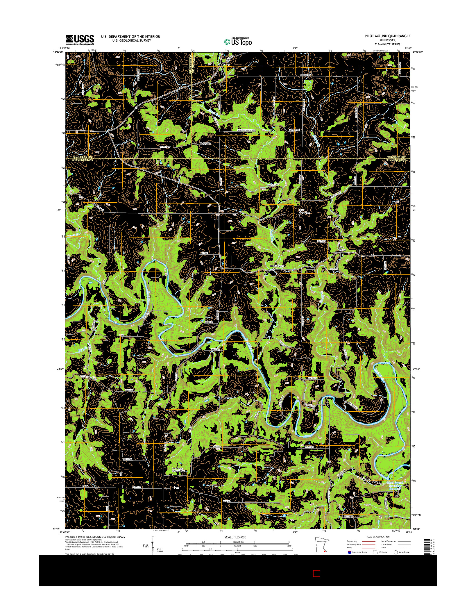 USGS US TOPO 7.5-MINUTE MAP FOR PILOT MOUND, MN 2016