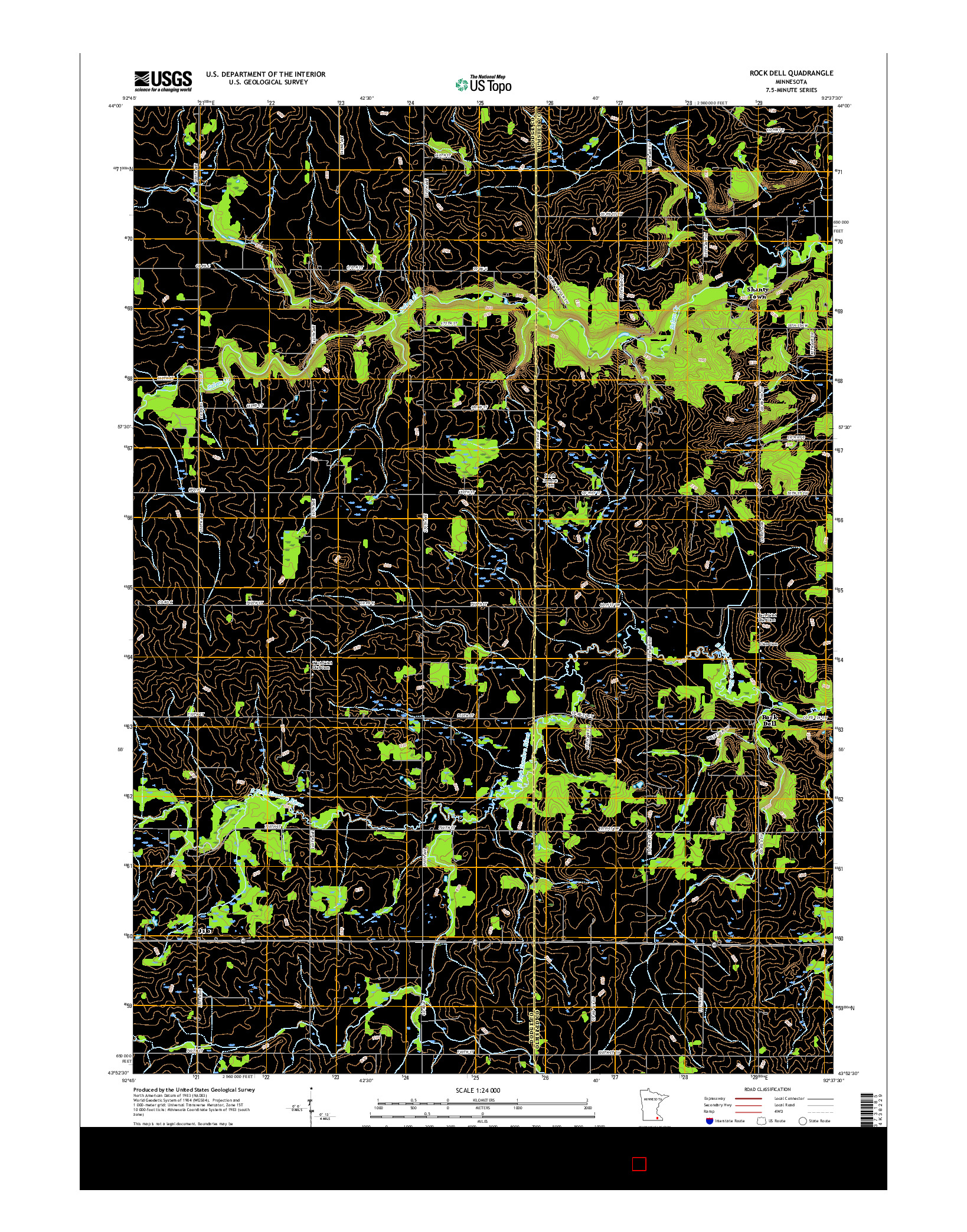 USGS US TOPO 7.5-MINUTE MAP FOR ROCK DELL, MN 2016