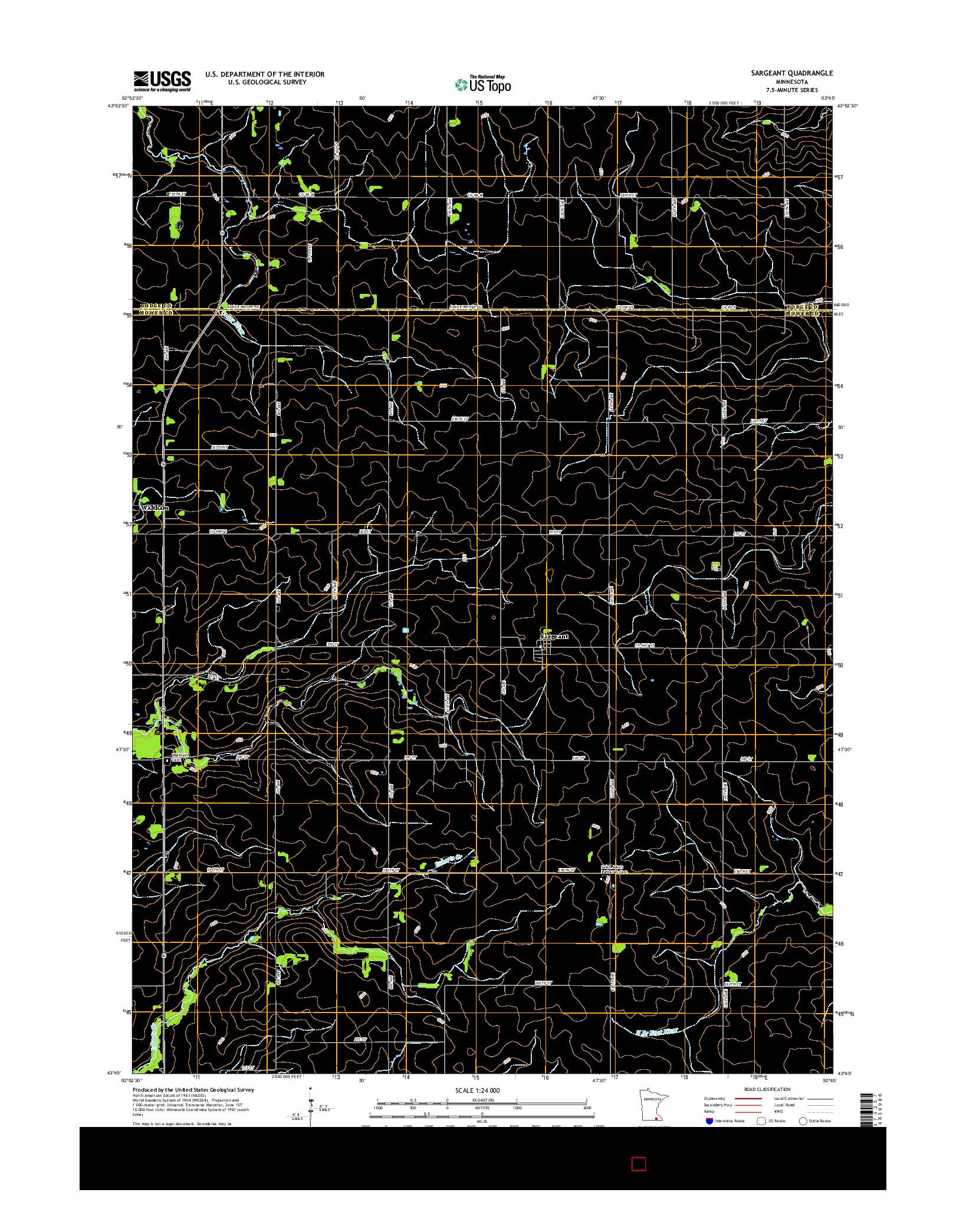 USGS US TOPO 7.5-MINUTE MAP FOR SARGEANT, MN 2016