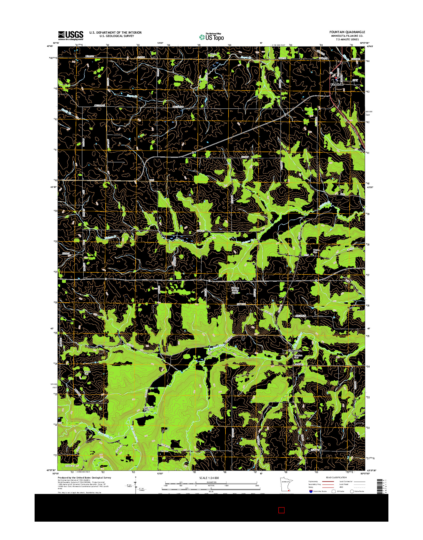 USGS US TOPO 7.5-MINUTE MAP FOR FOUNTAIN, MN 2016