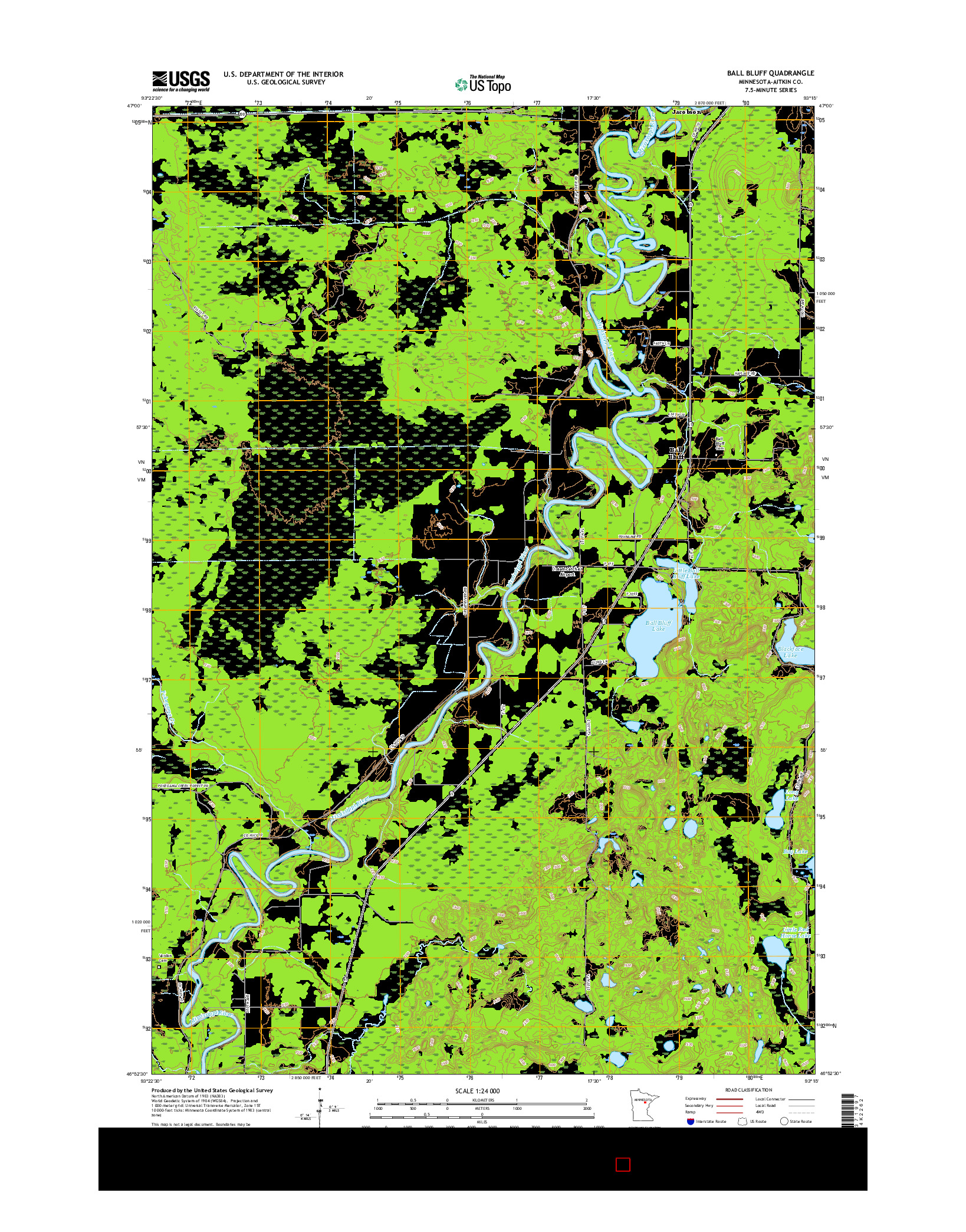 USGS US TOPO 7.5-MINUTE MAP FOR BALL BLUFF, MN 2016