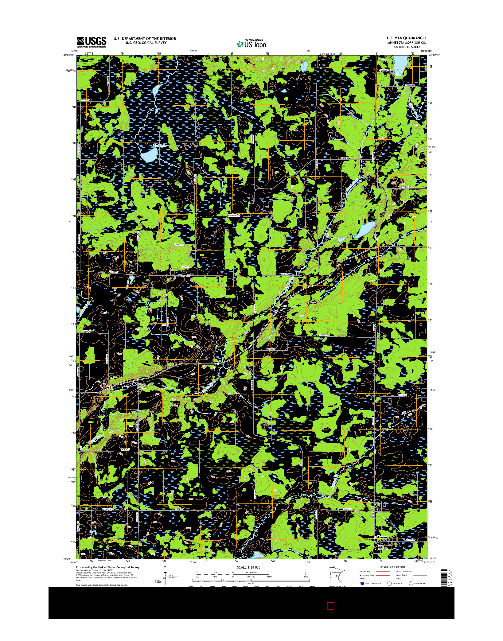 USGS US TOPO 7.5-MINUTE MAP FOR HILLMAN, MN 2016