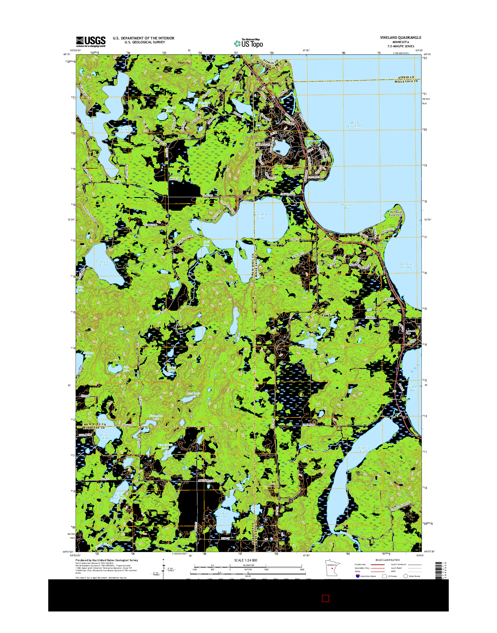 USGS US TOPO 7.5-MINUTE MAP FOR VINELAND, MN 2016