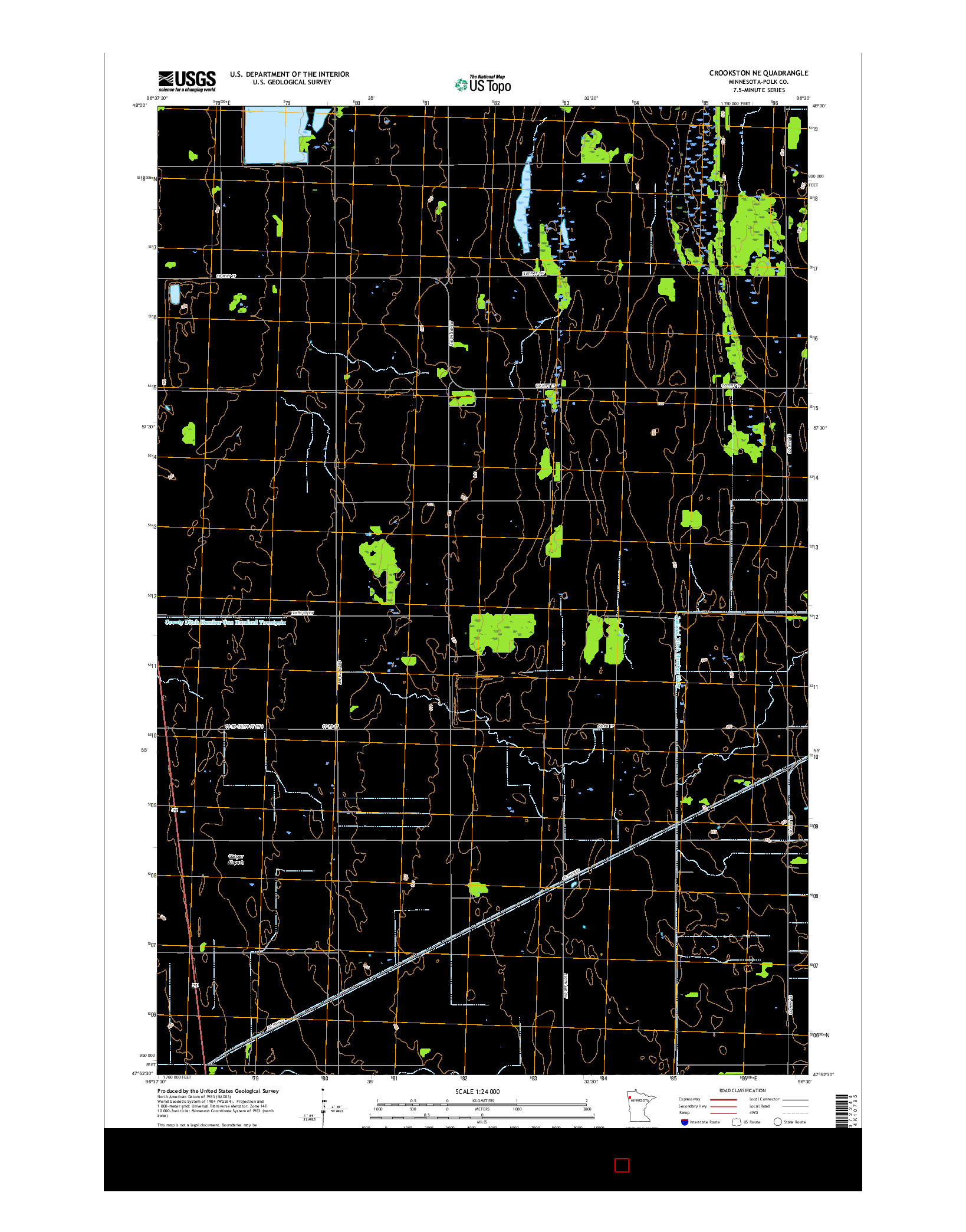 USGS US TOPO 7.5-MINUTE MAP FOR CROOKSTON NE, MN 2016