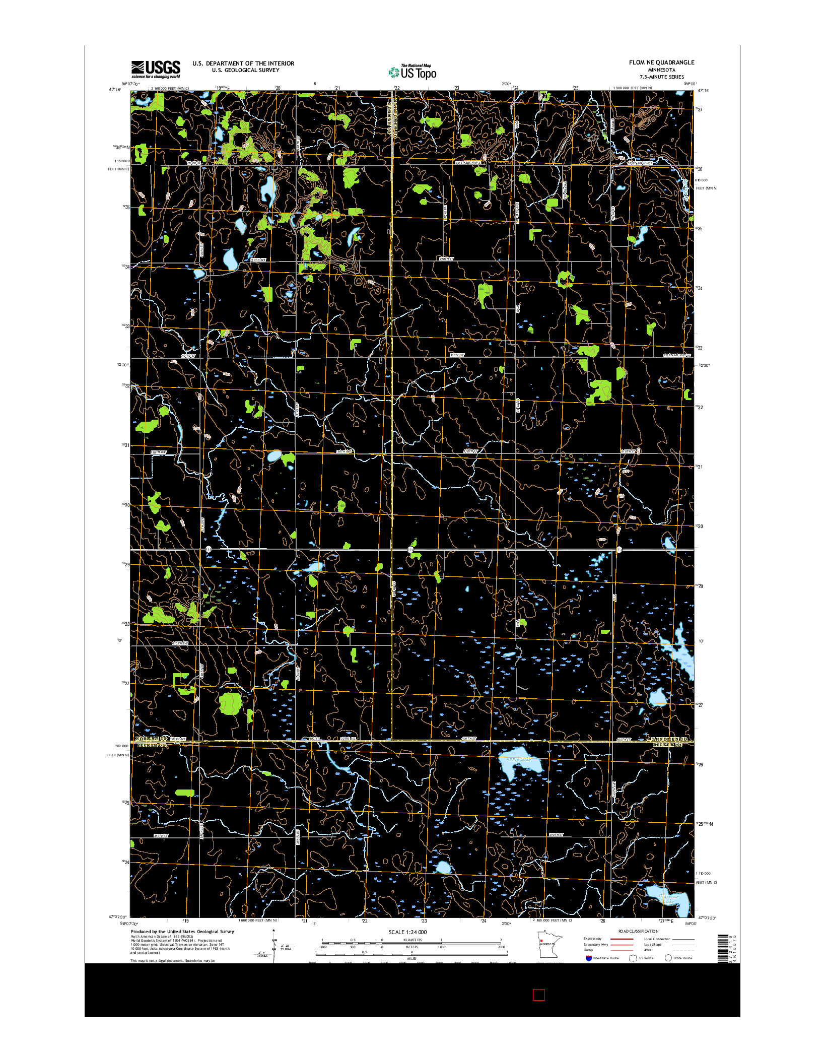 USGS US TOPO 7.5-MINUTE MAP FOR FLOM NE, MN 2016