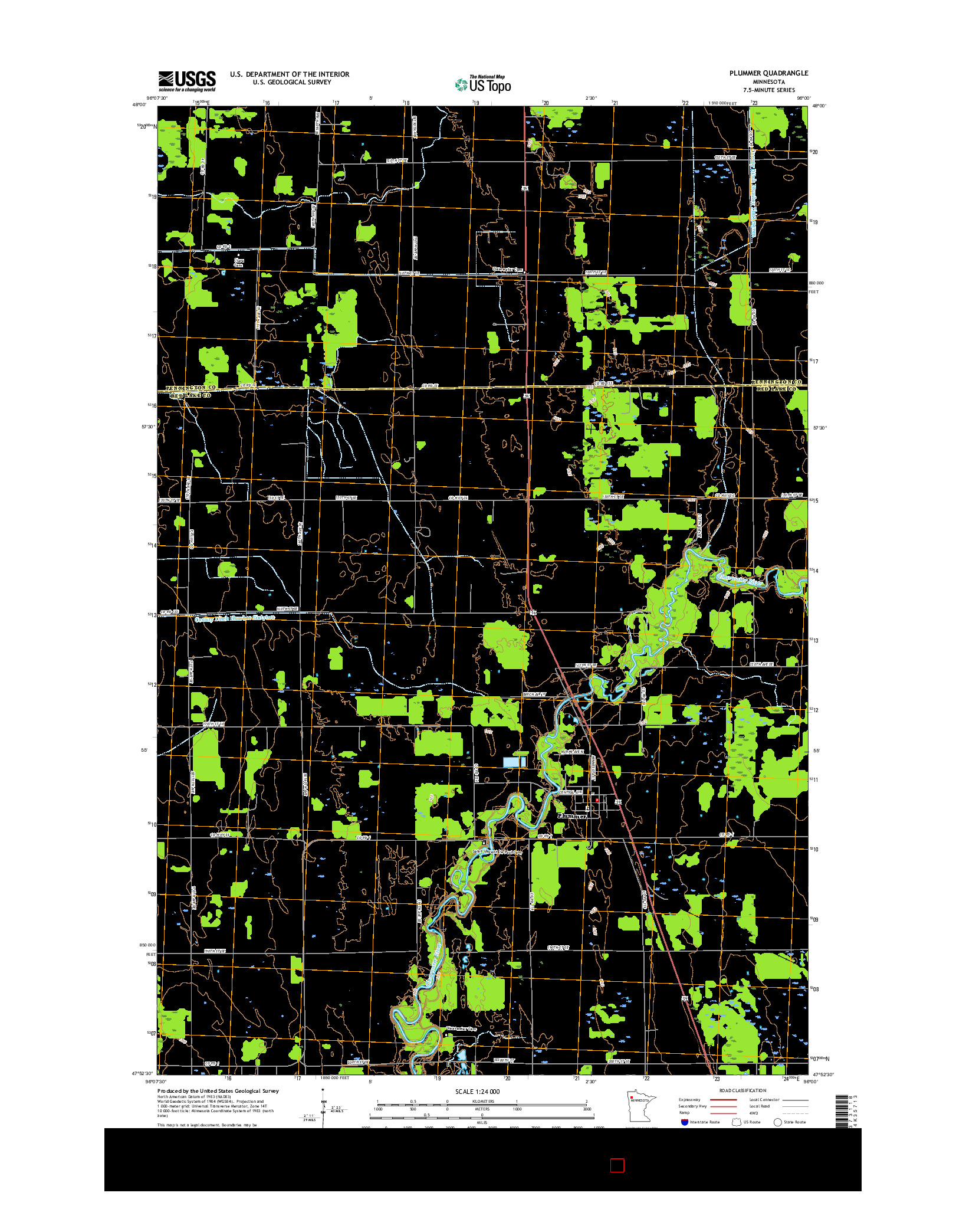 USGS US TOPO 7.5-MINUTE MAP FOR PLUMMER, MN 2016