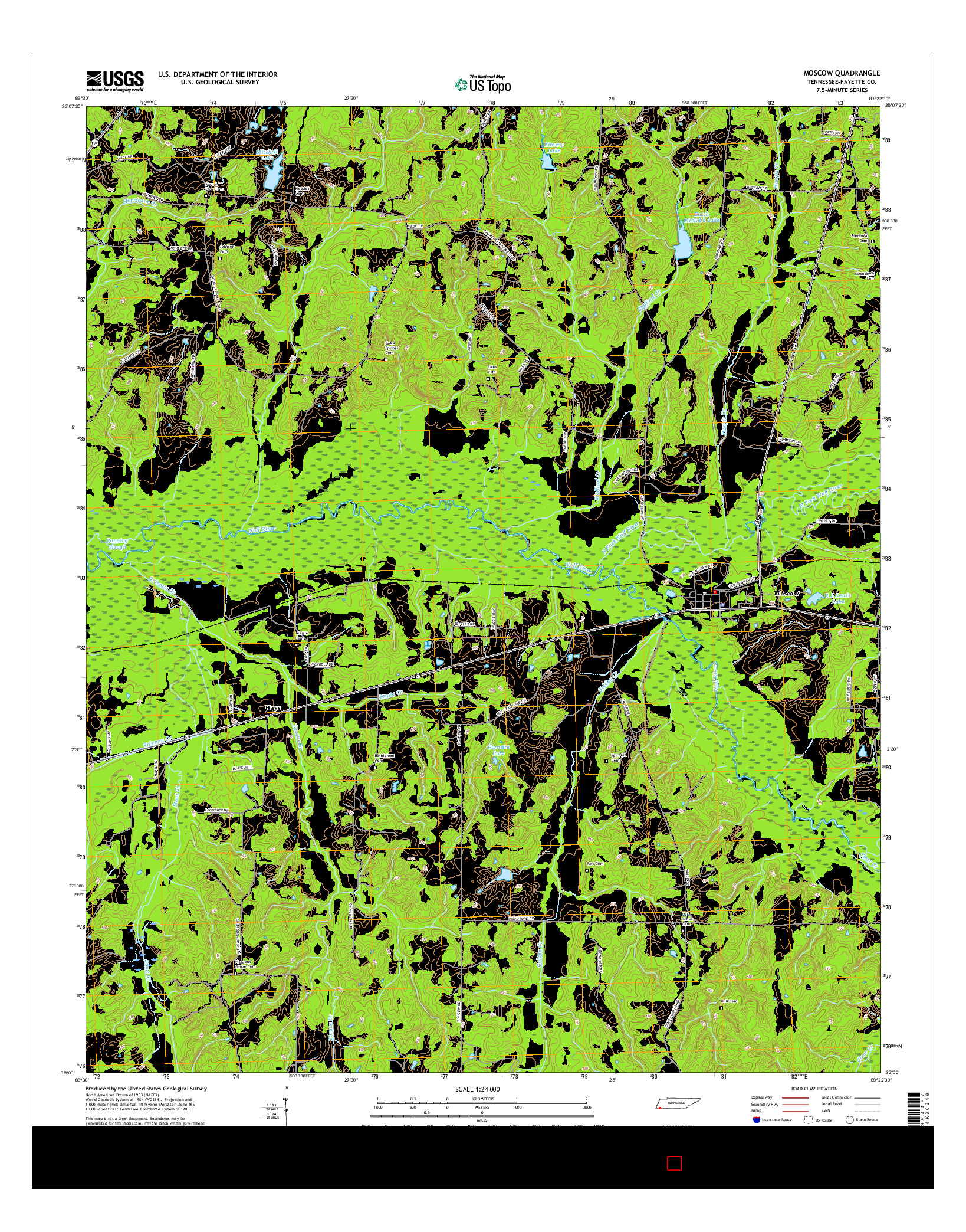 USGS US TOPO 7.5-MINUTE MAP FOR MOSCOW, TN 2016