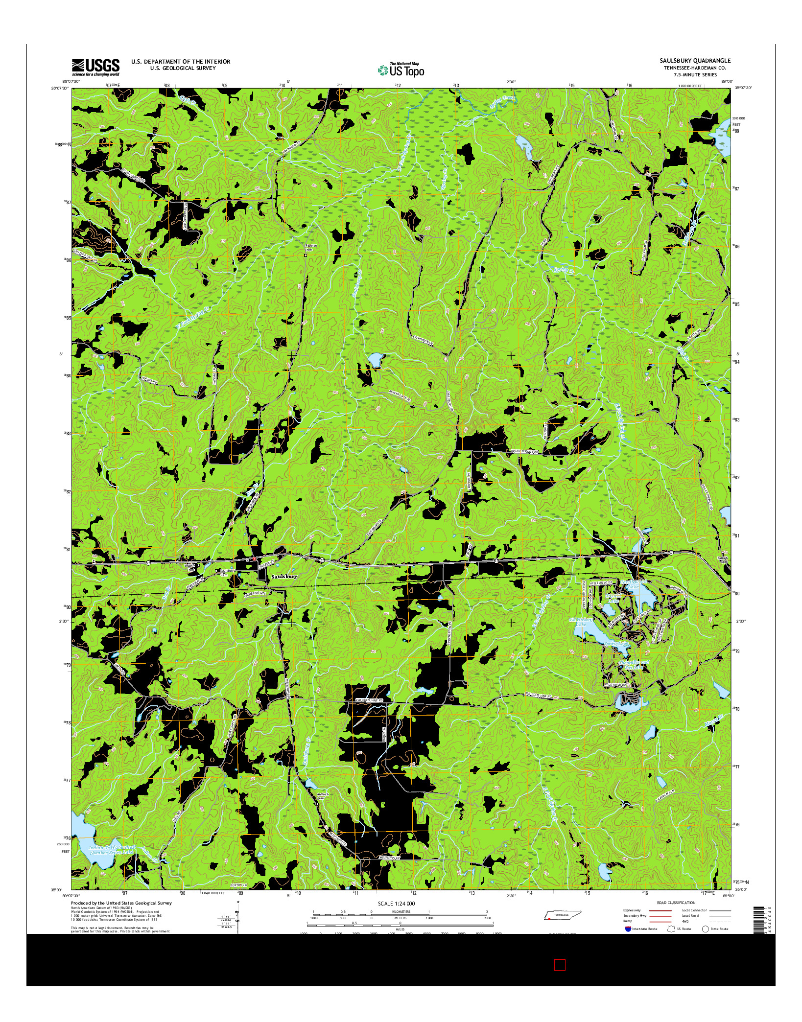 USGS US TOPO 7.5-MINUTE MAP FOR SAULSBURY, TN 2016