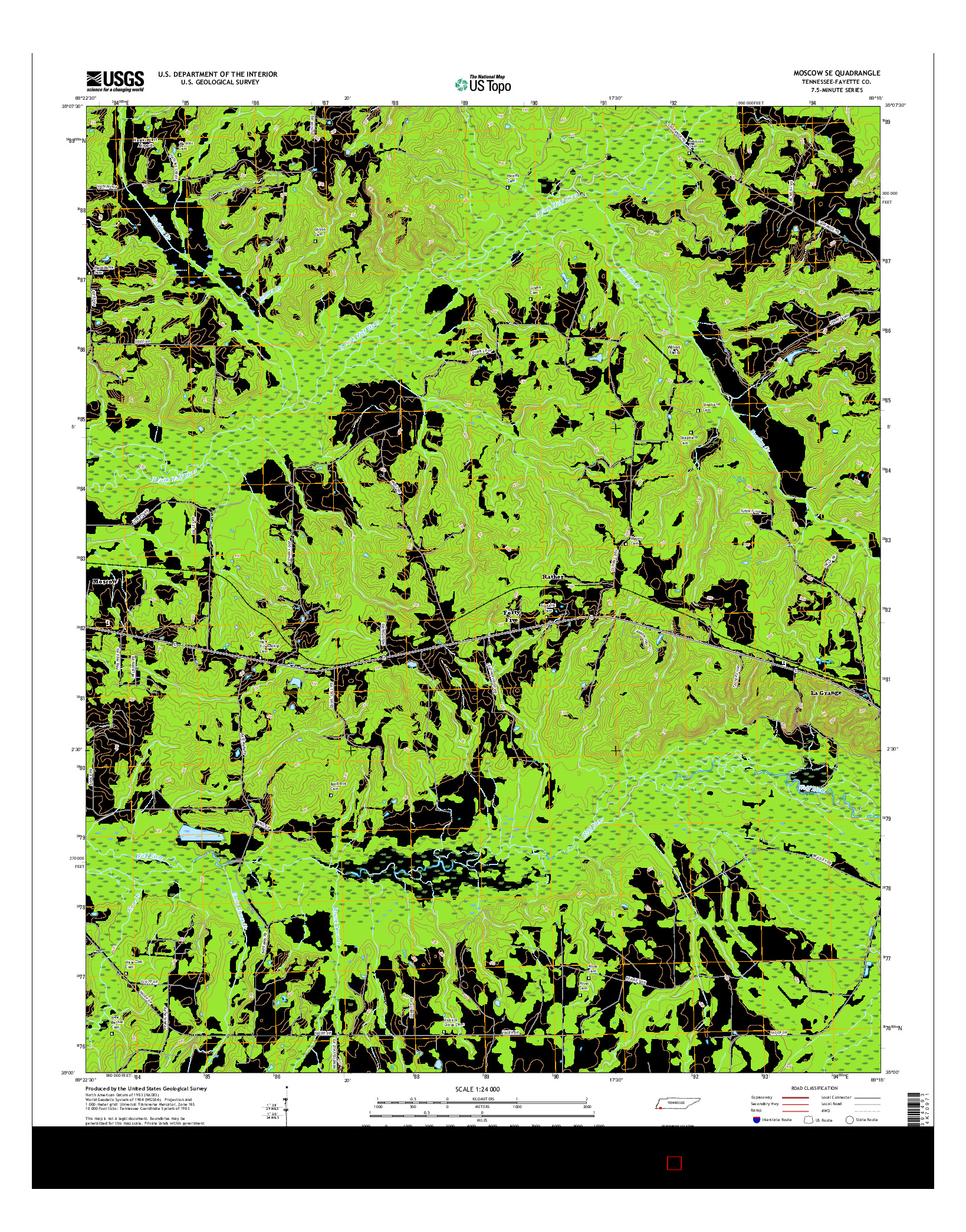 USGS US TOPO 7.5-MINUTE MAP FOR MOSCOW SE, TN 2016