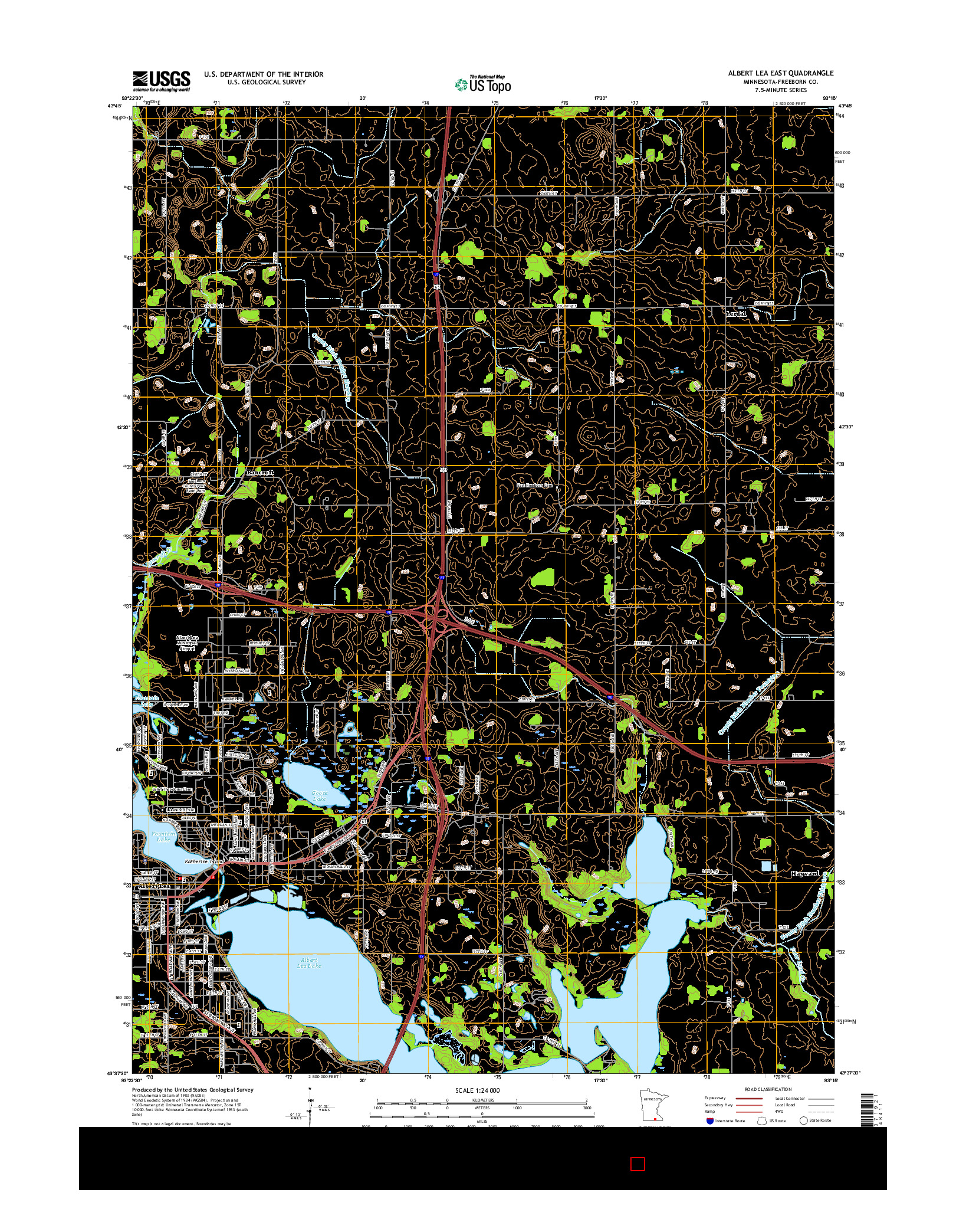 USGS US TOPO 7.5-MINUTE MAP FOR ALBERT LEA EAST, MN 2016