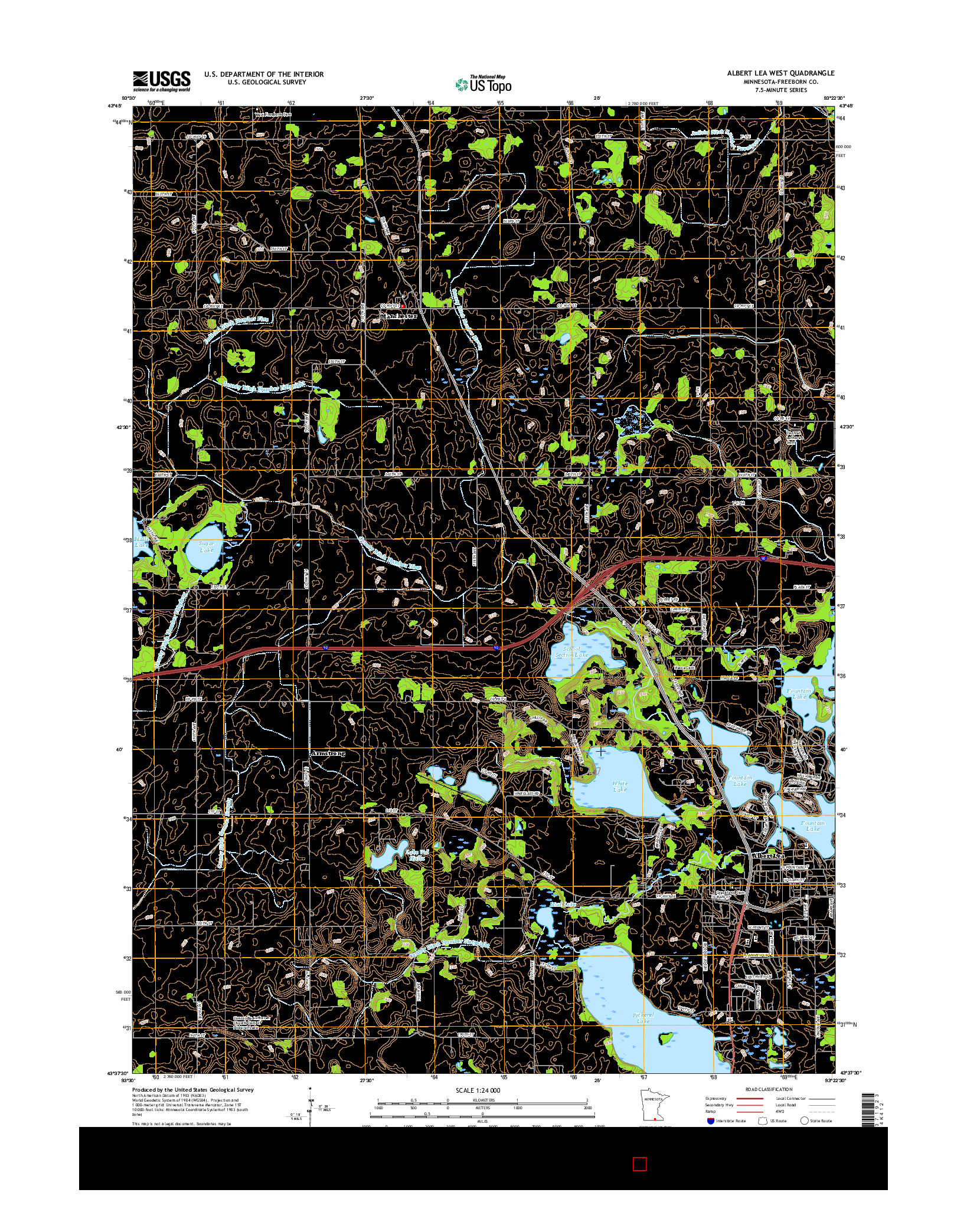 USGS US TOPO 7.5-MINUTE MAP FOR ALBERT LEA WEST, MN 2016