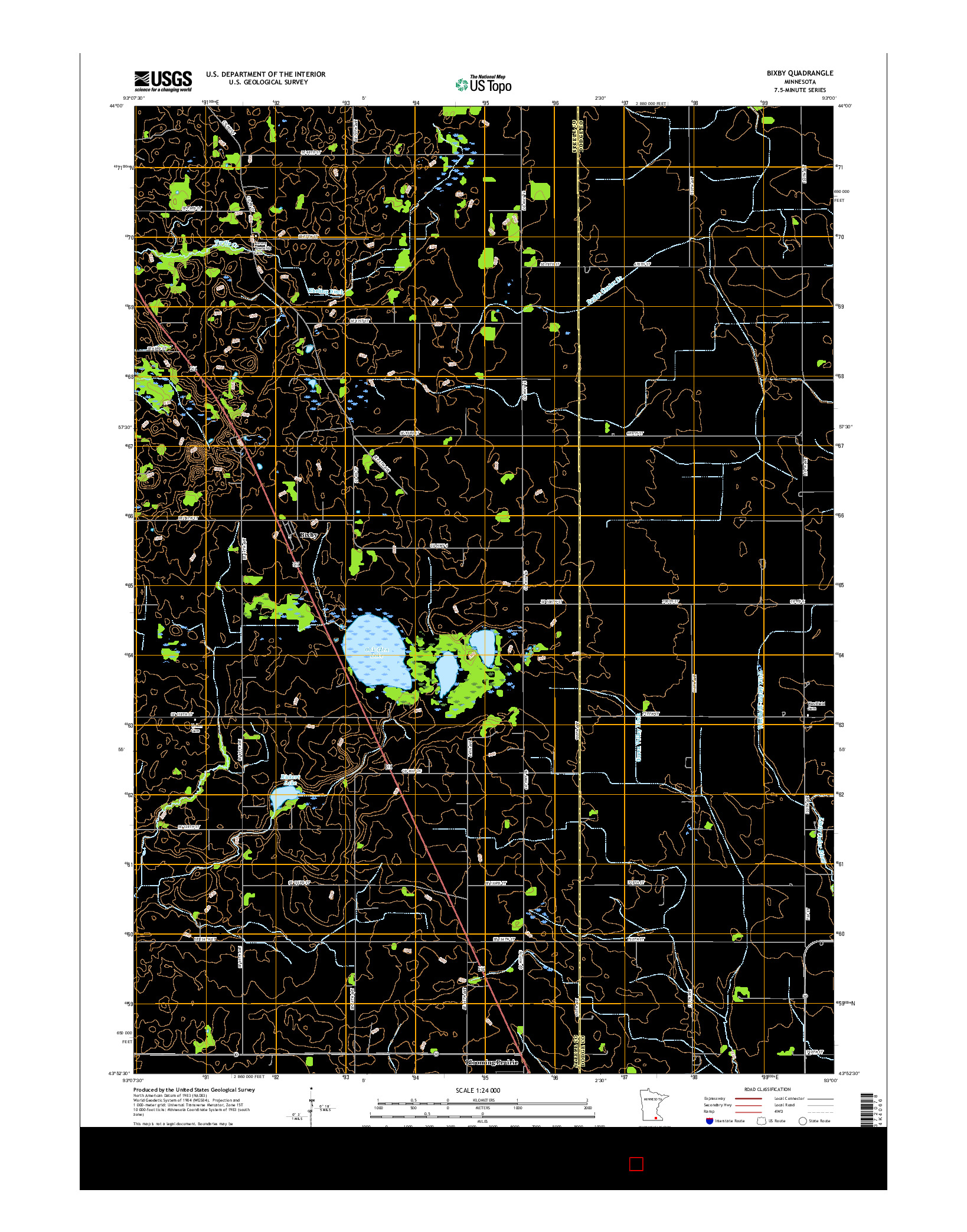USGS US TOPO 7.5-MINUTE MAP FOR BIXBY, MN 2016