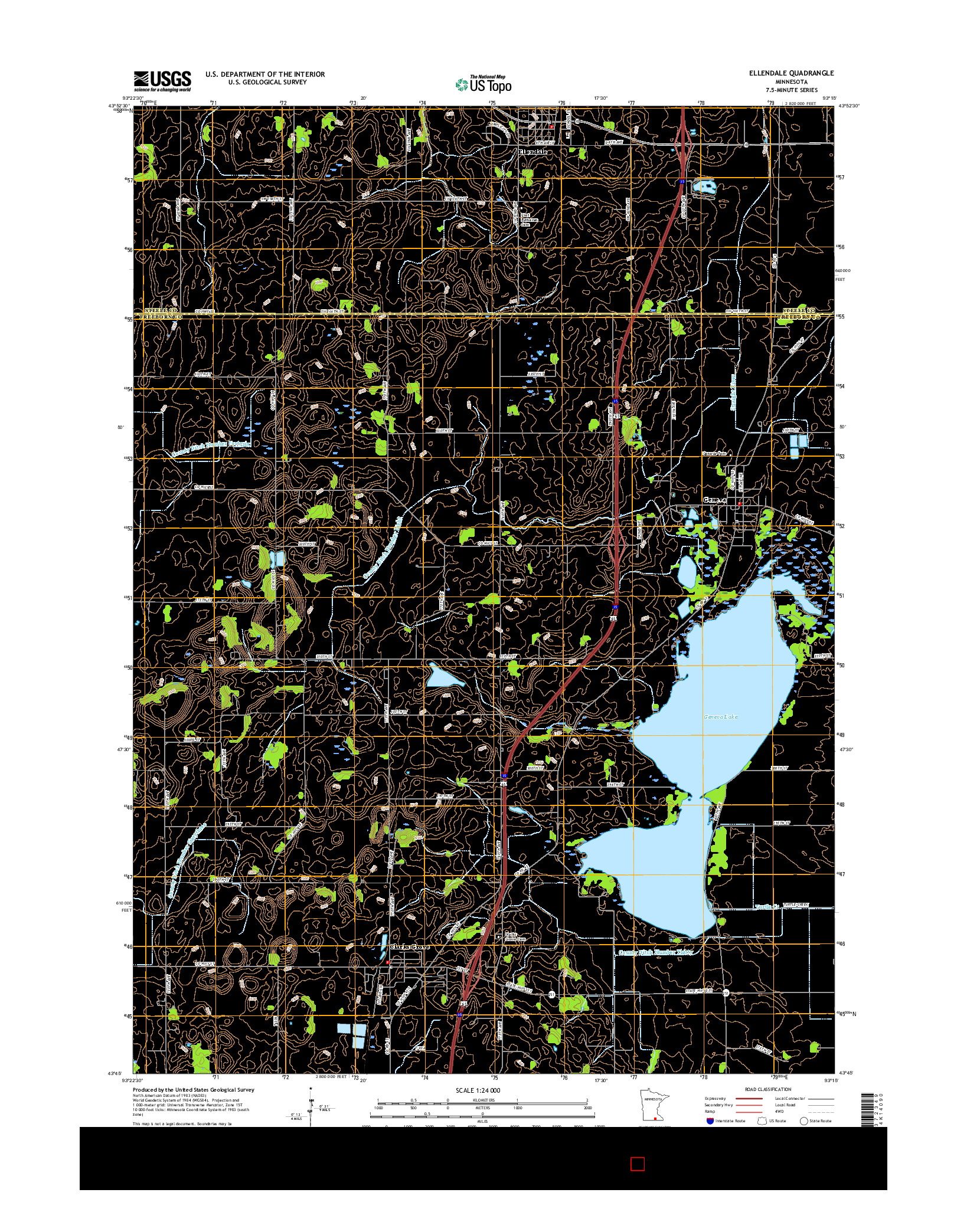 USGS US TOPO 7.5-MINUTE MAP FOR ELLENDALE, MN 2016