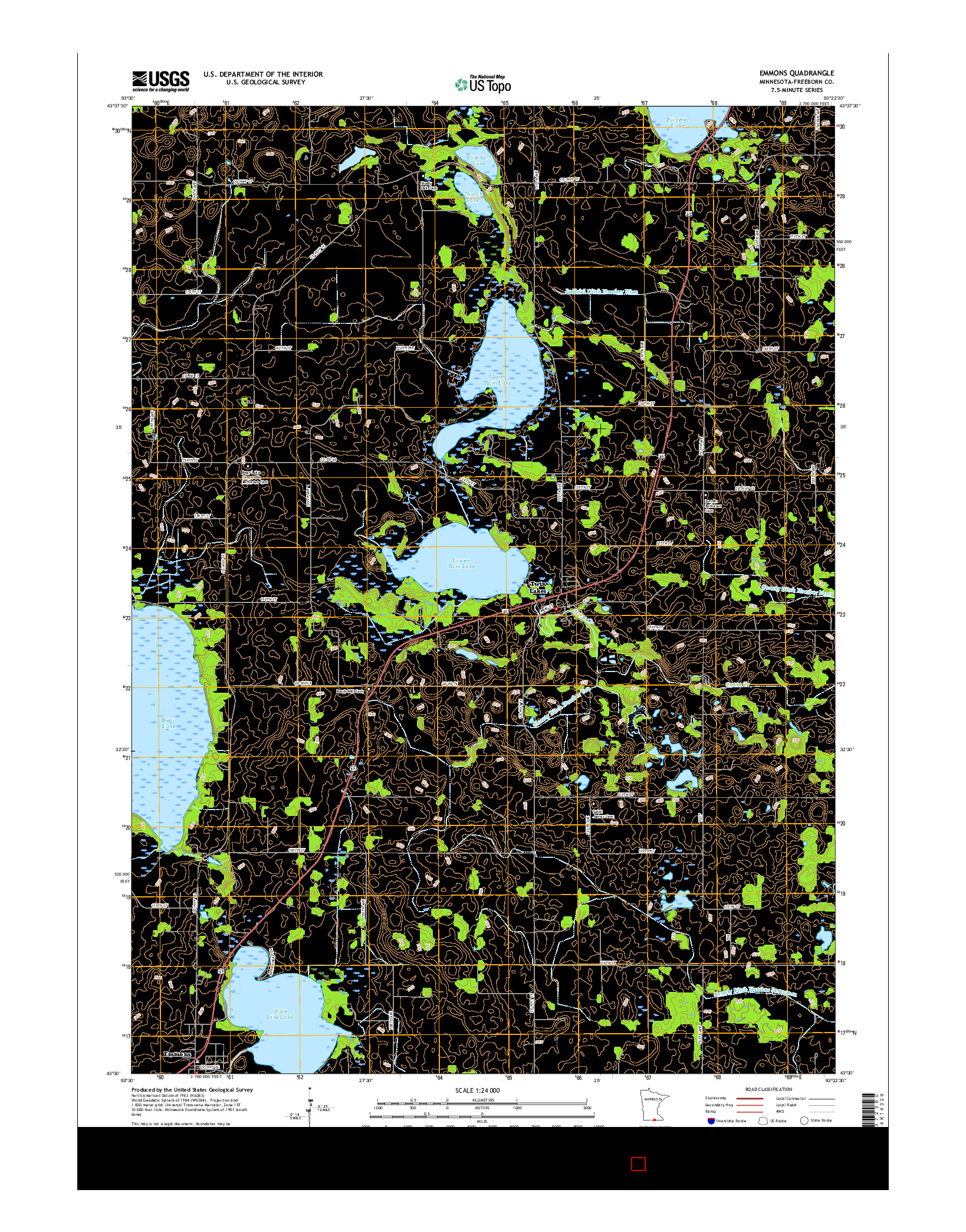 USGS US TOPO 7.5-MINUTE MAP FOR EMMONS, MN 2016