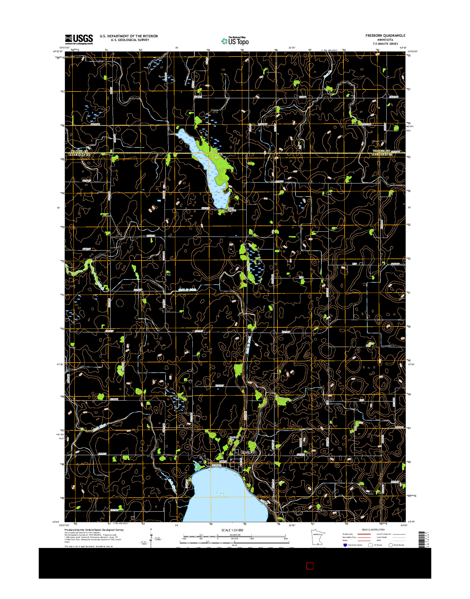 USGS US TOPO 7.5-MINUTE MAP FOR FREEBORN, MN 2016