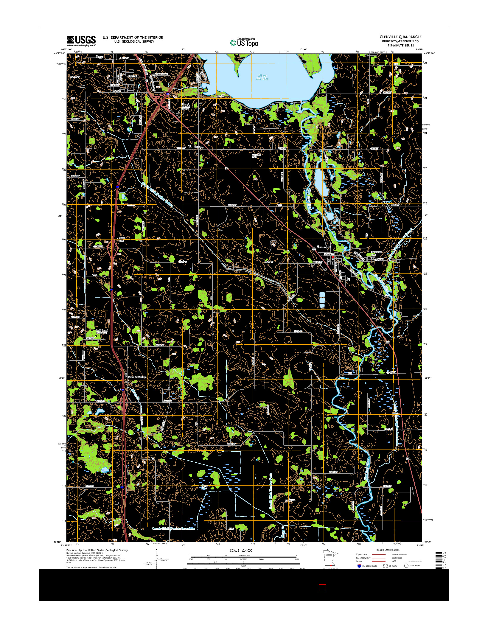 USGS US TOPO 7.5-MINUTE MAP FOR GLENVILLE, MN 2016