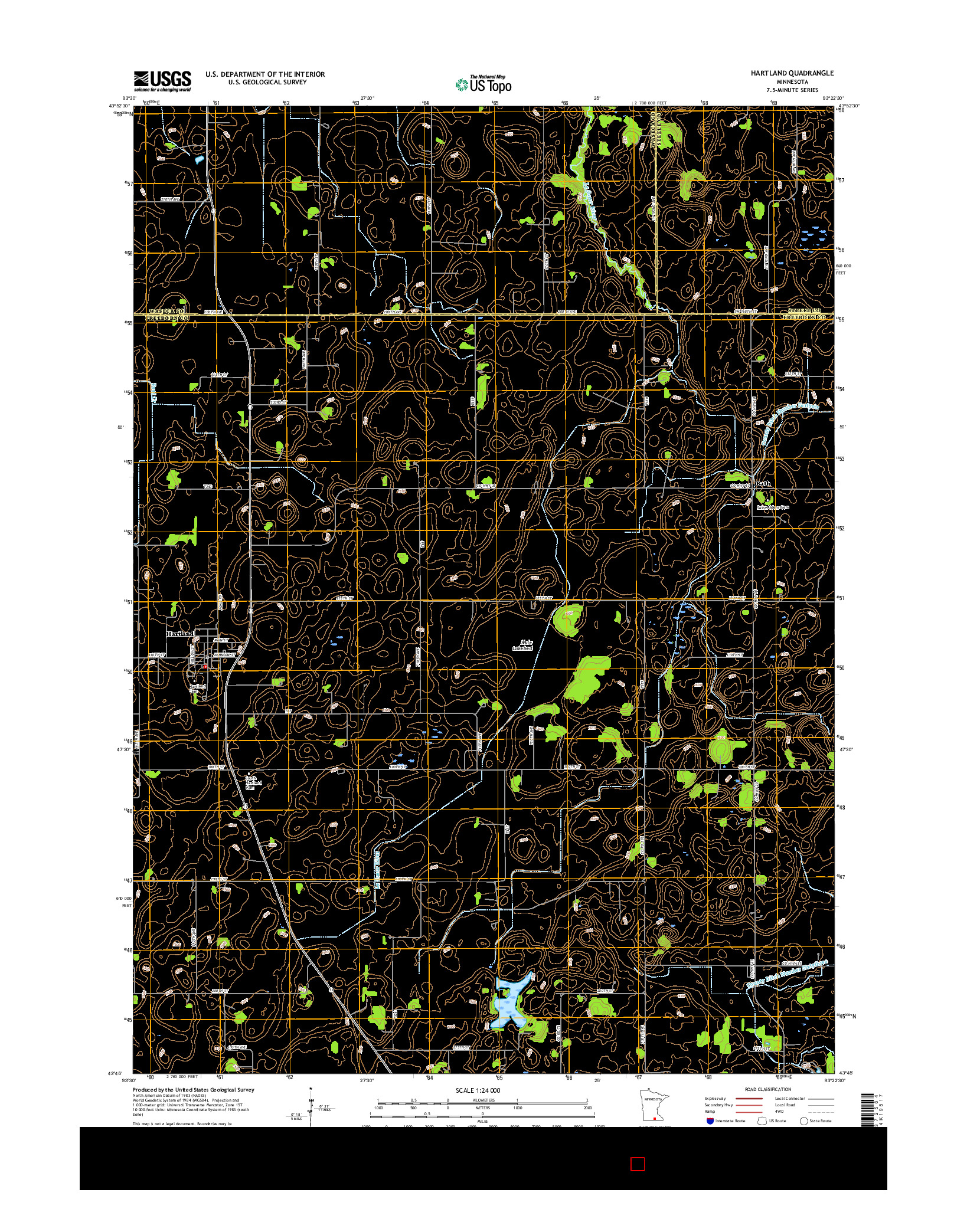 USGS US TOPO 7.5-MINUTE MAP FOR HARTLAND, MN 2016