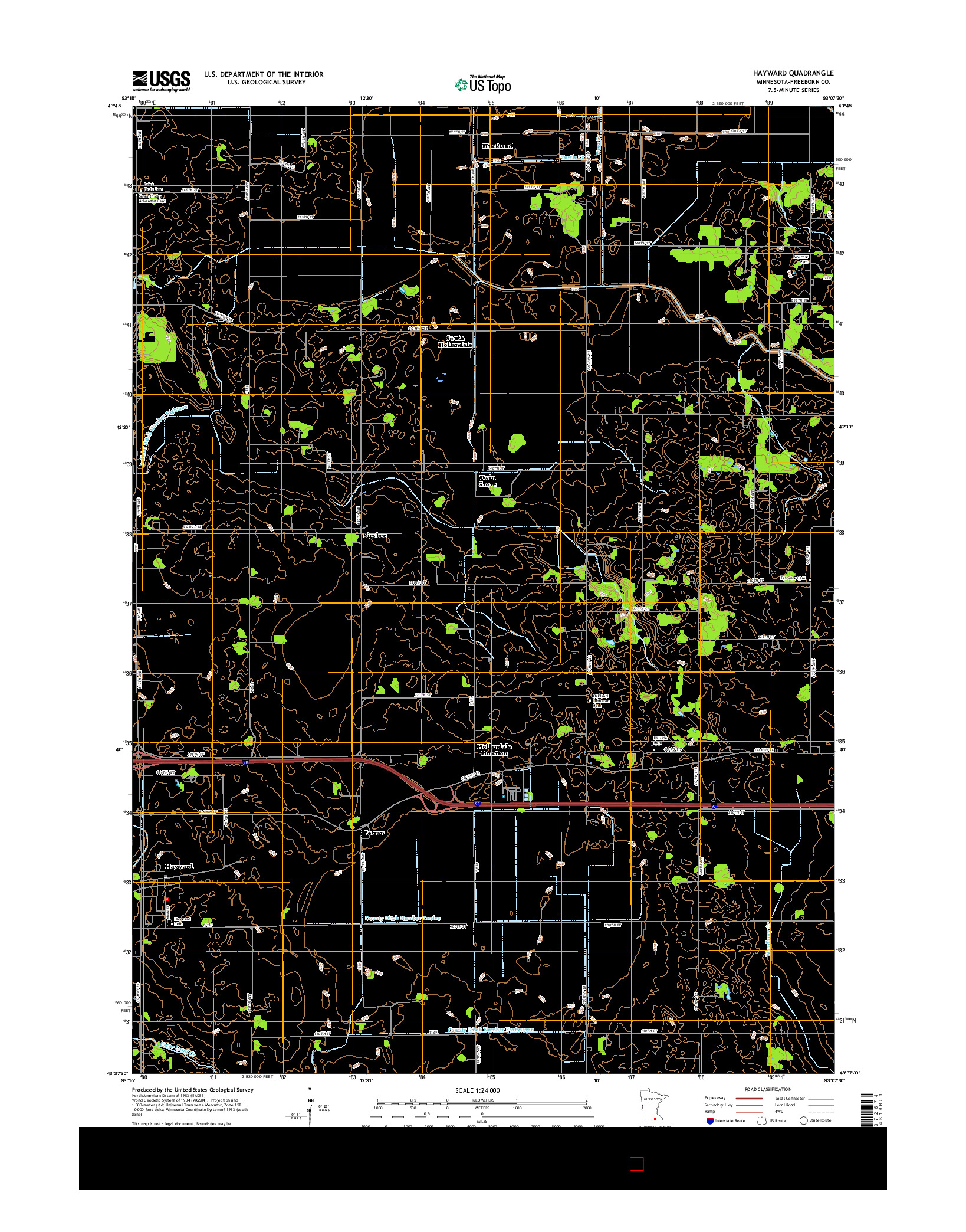 USGS US TOPO 7.5-MINUTE MAP FOR HAYWARD, MN 2016