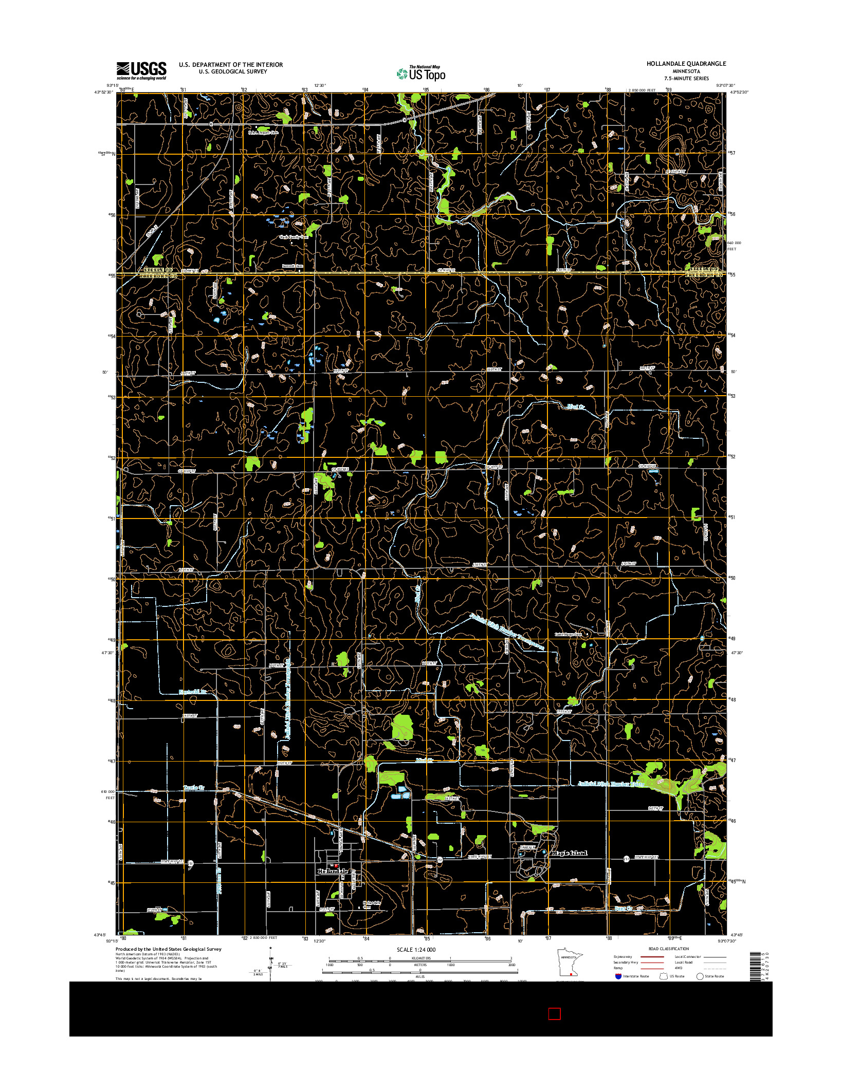 USGS US TOPO 7.5-MINUTE MAP FOR HOLLANDALE, MN 2016