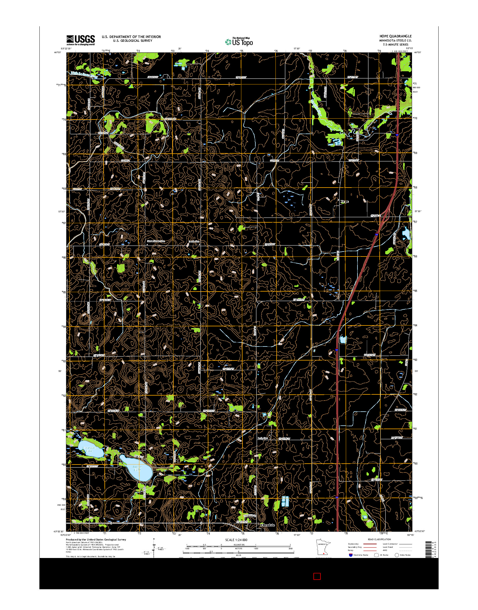 USGS US TOPO 7.5-MINUTE MAP FOR HOPE, MN 2016