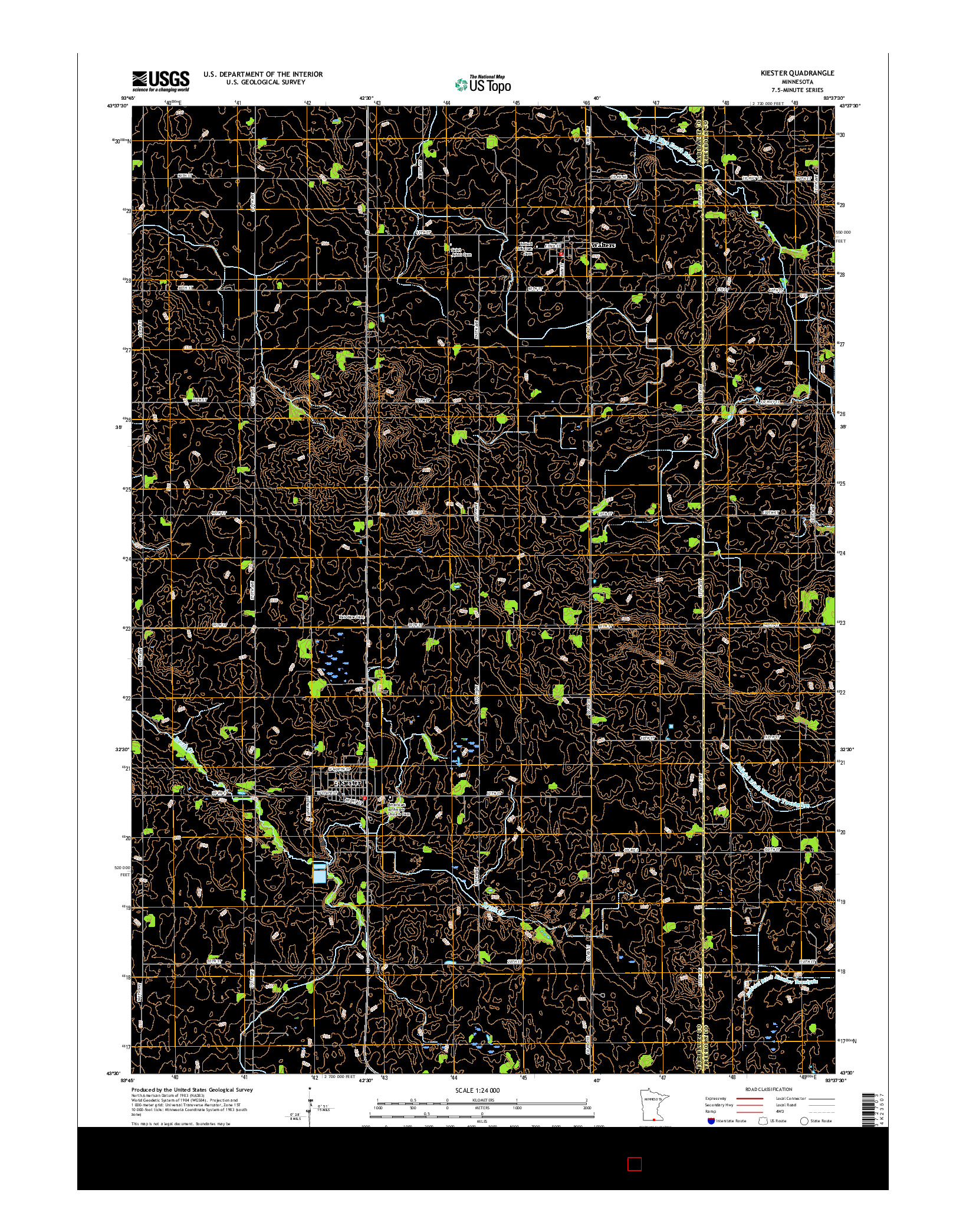 USGS US TOPO 7.5-MINUTE MAP FOR KIESTER, MN 2016