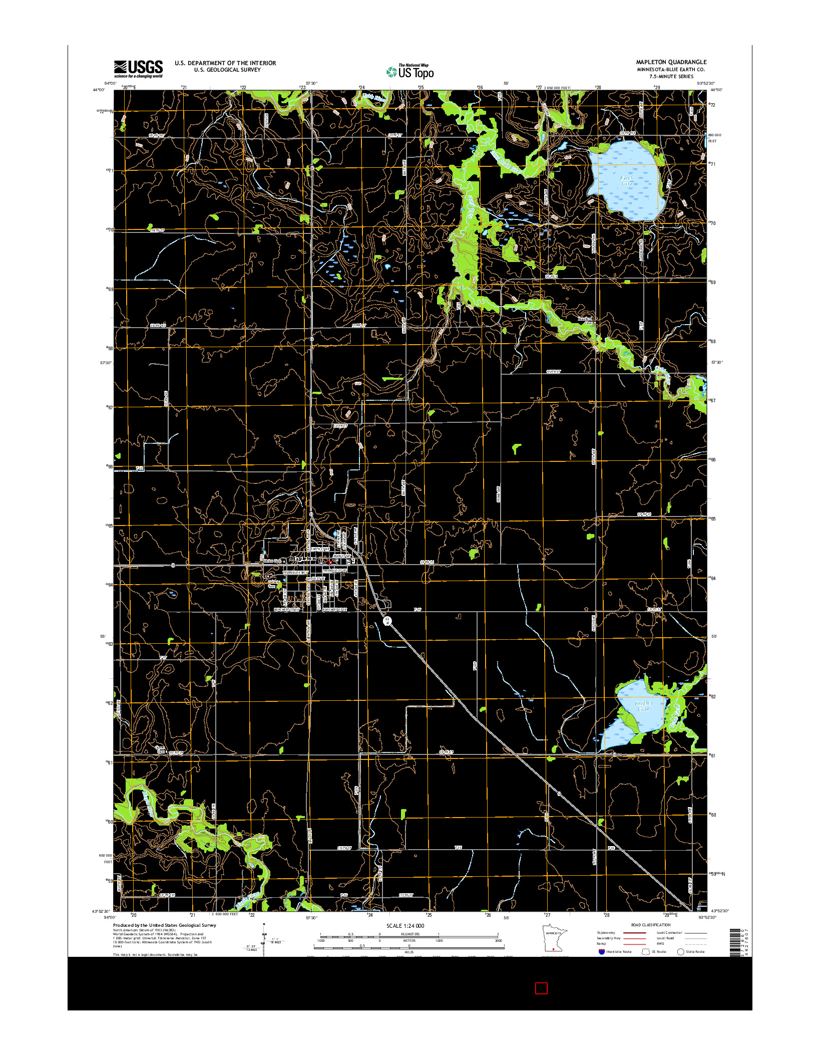 USGS US TOPO 7.5-MINUTE MAP FOR MAPLETON, MN 2016