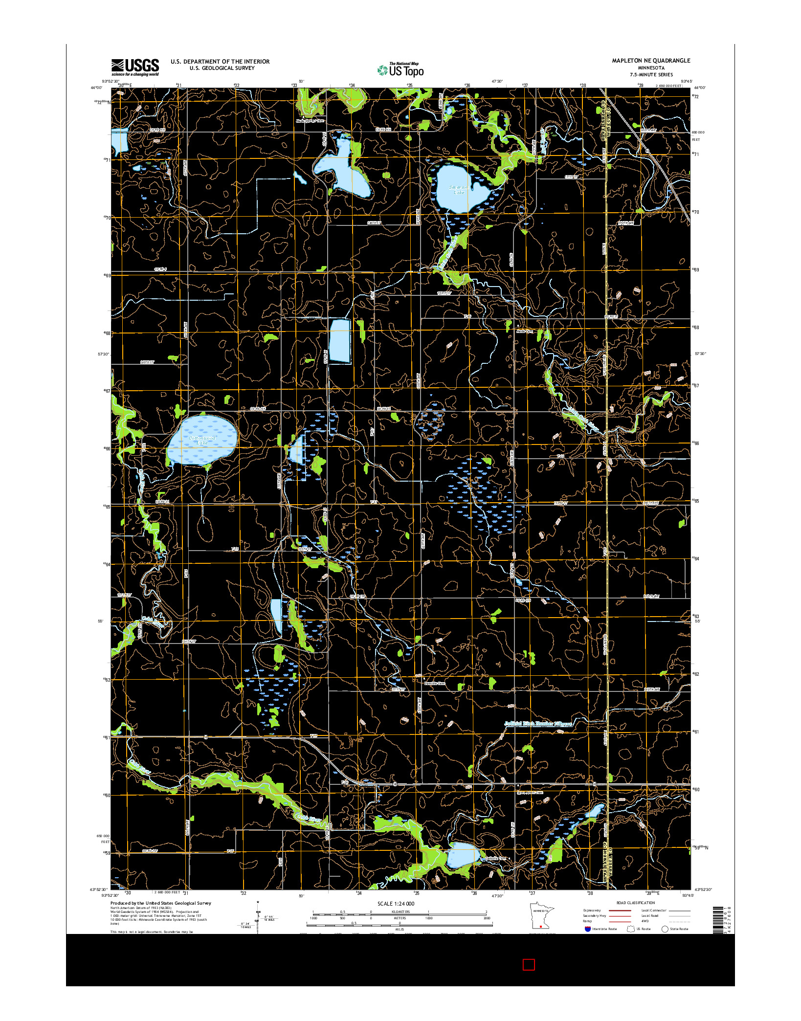 USGS US TOPO 7.5-MINUTE MAP FOR MAPLETON NE, MN 2016