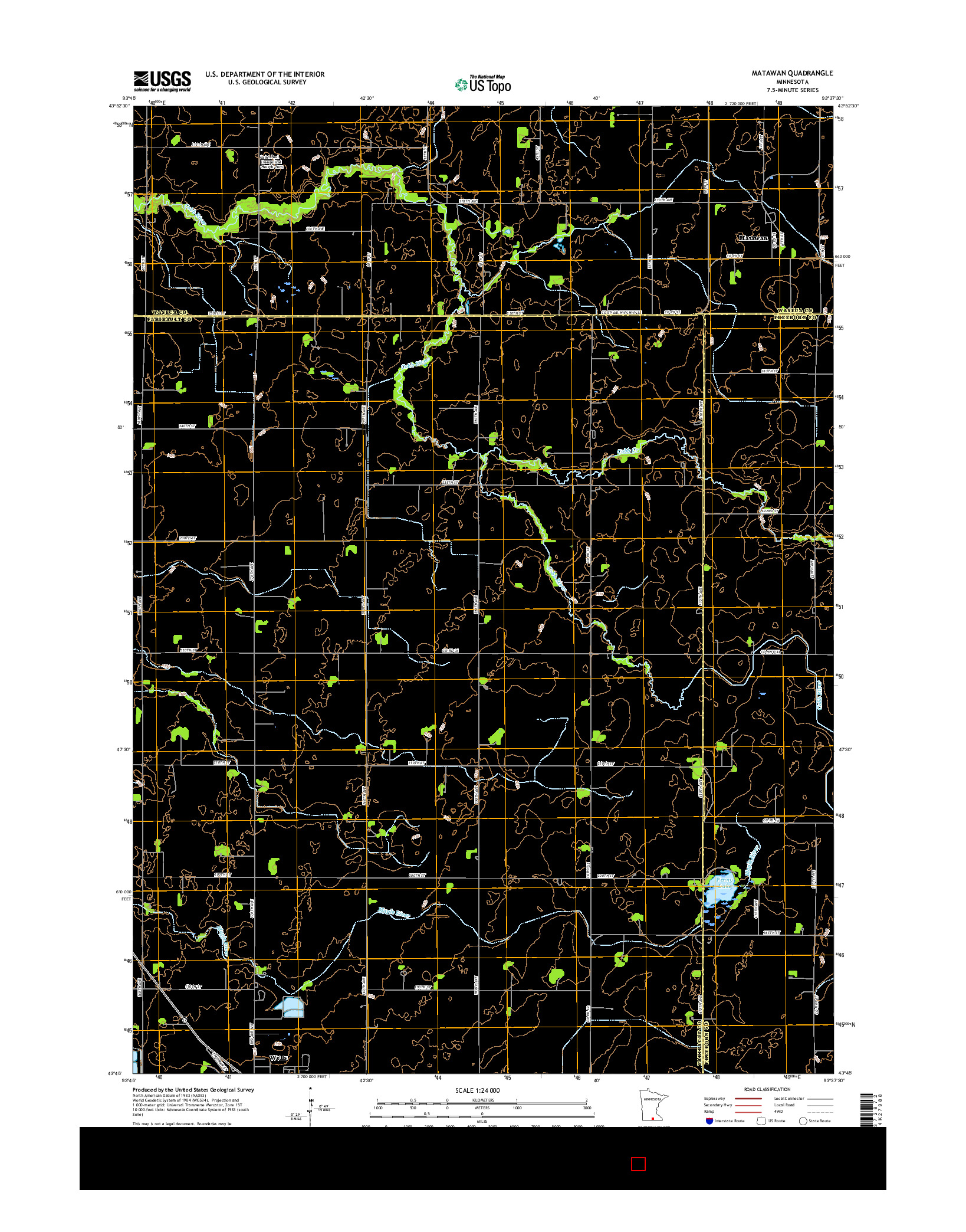 USGS US TOPO 7.5-MINUTE MAP FOR MATAWAN, MN 2016