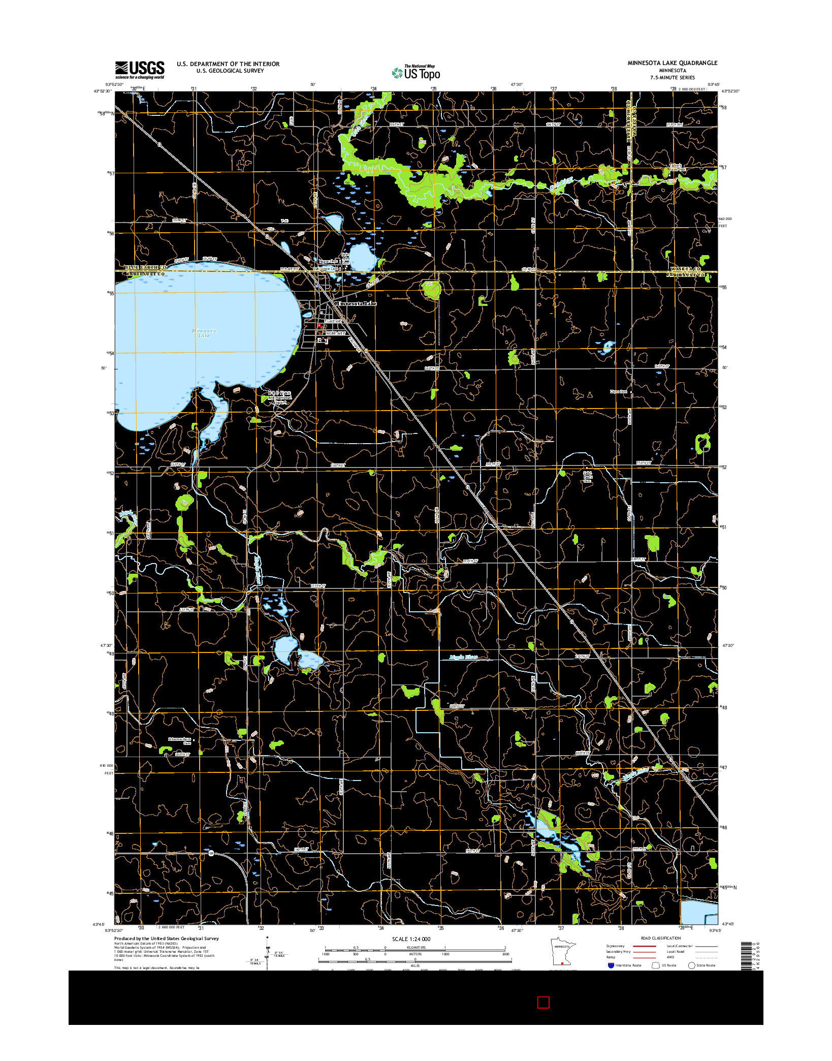 USGS US TOPO 7.5-MINUTE MAP FOR MINNESOTA LAKE, MN 2016