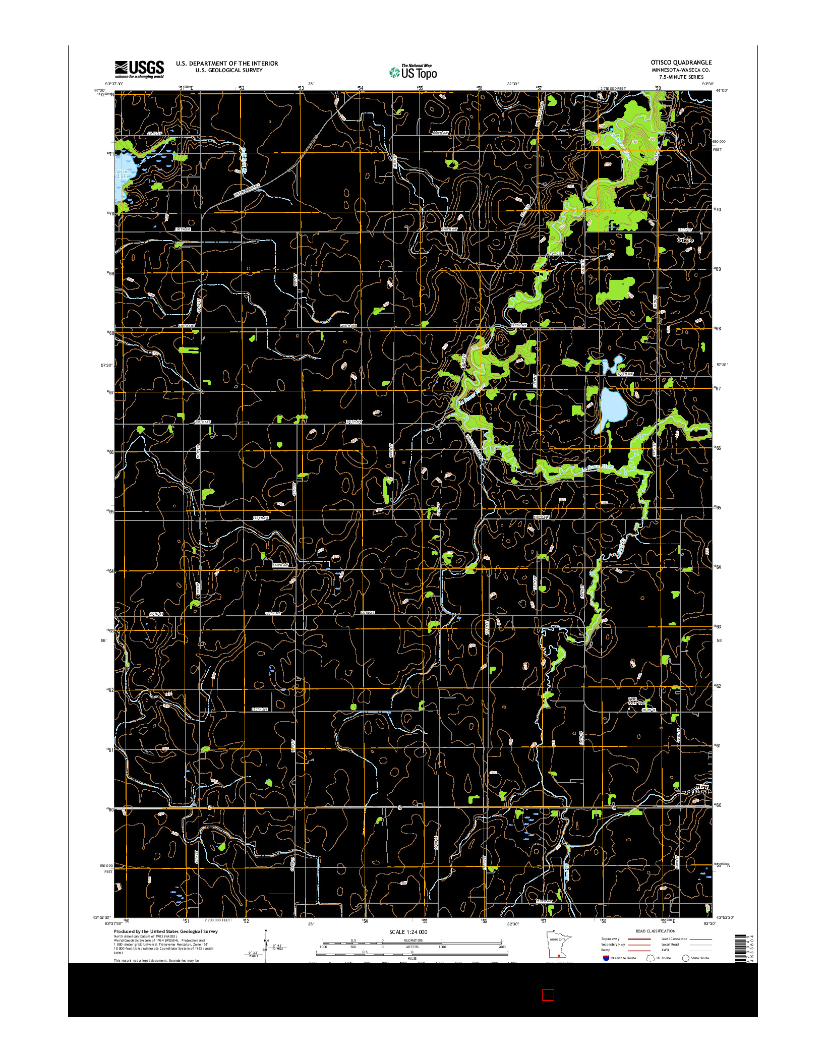 USGS US TOPO 7.5-MINUTE MAP FOR OTISCO, MN 2016