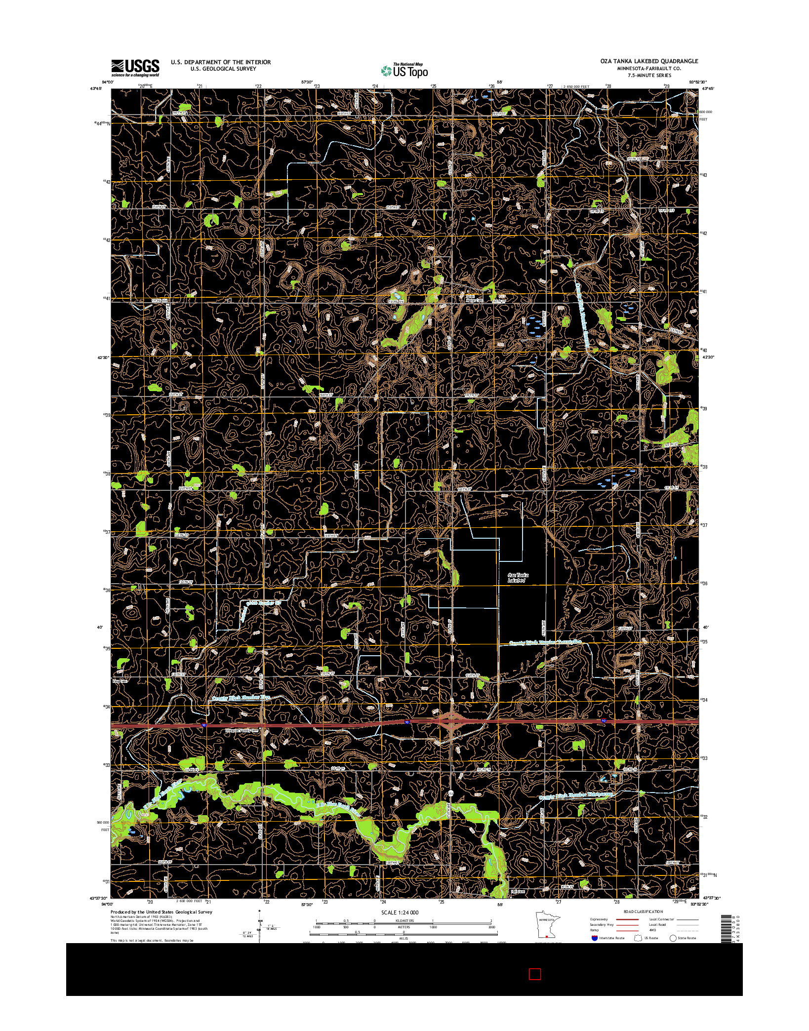 USGS US TOPO 7.5-MINUTE MAP FOR OZA TANKA LAKEBED, MN 2016
