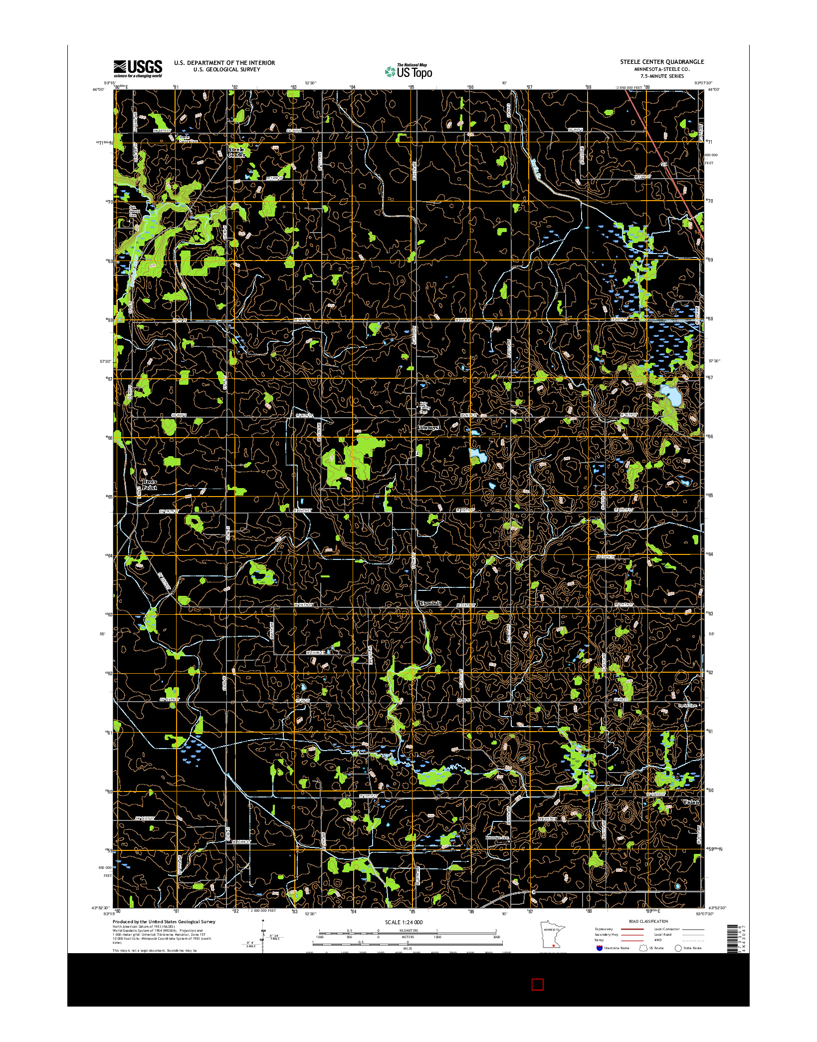 USGS US TOPO 7.5-MINUTE MAP FOR STEELE CENTER, MN 2016