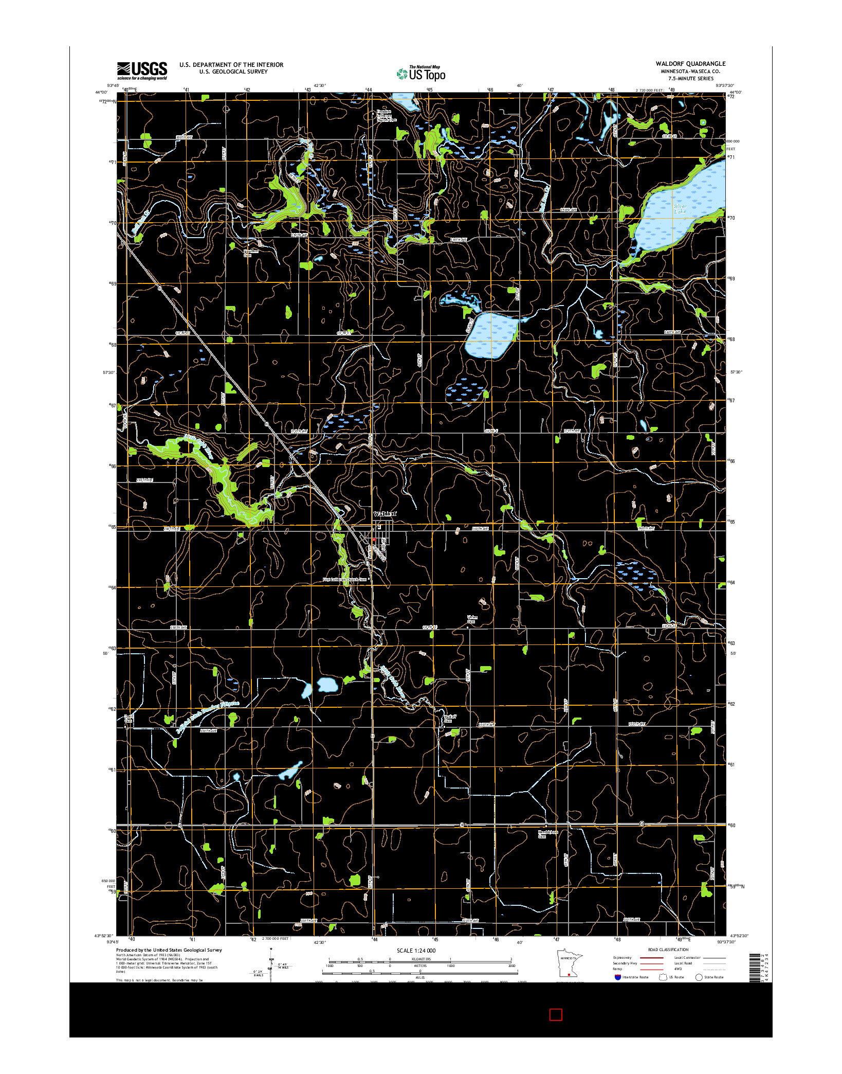 USGS US TOPO 7.5-MINUTE MAP FOR WALDORF, MN 2016