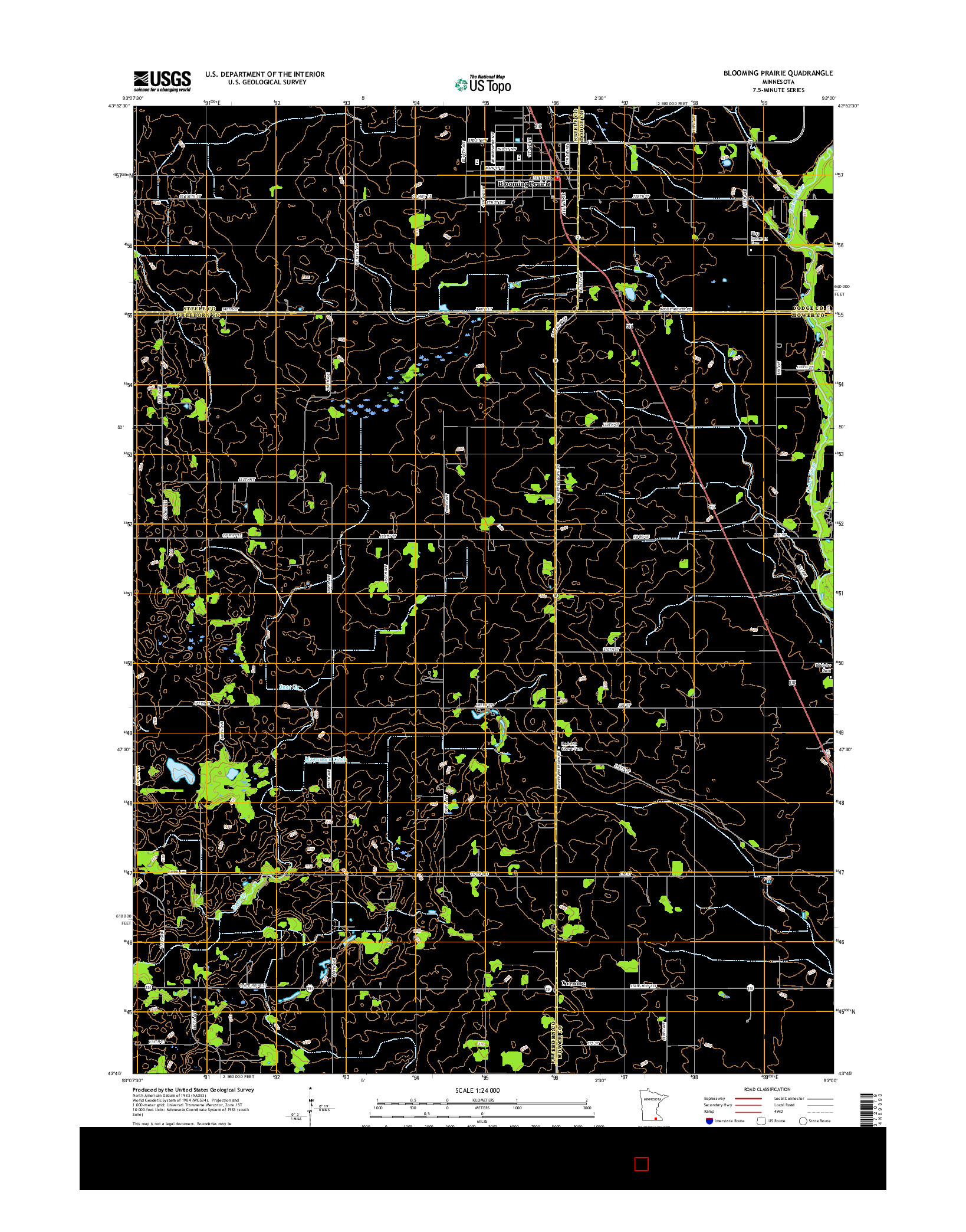 USGS US TOPO 7.5-MINUTE MAP FOR BLOOMING PRAIRIE, MN 2016