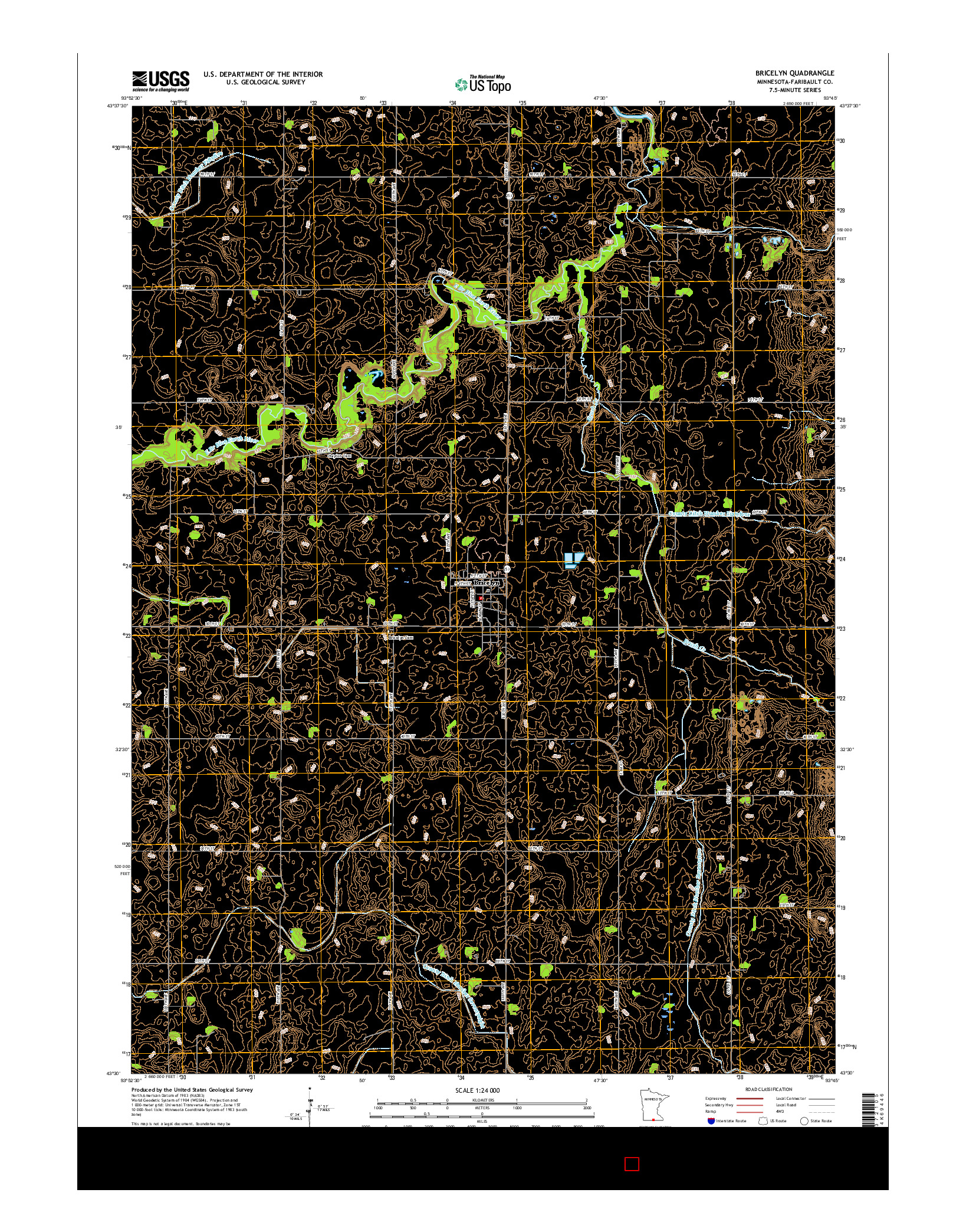 USGS US TOPO 7.5-MINUTE MAP FOR BRICELYN, MN 2016