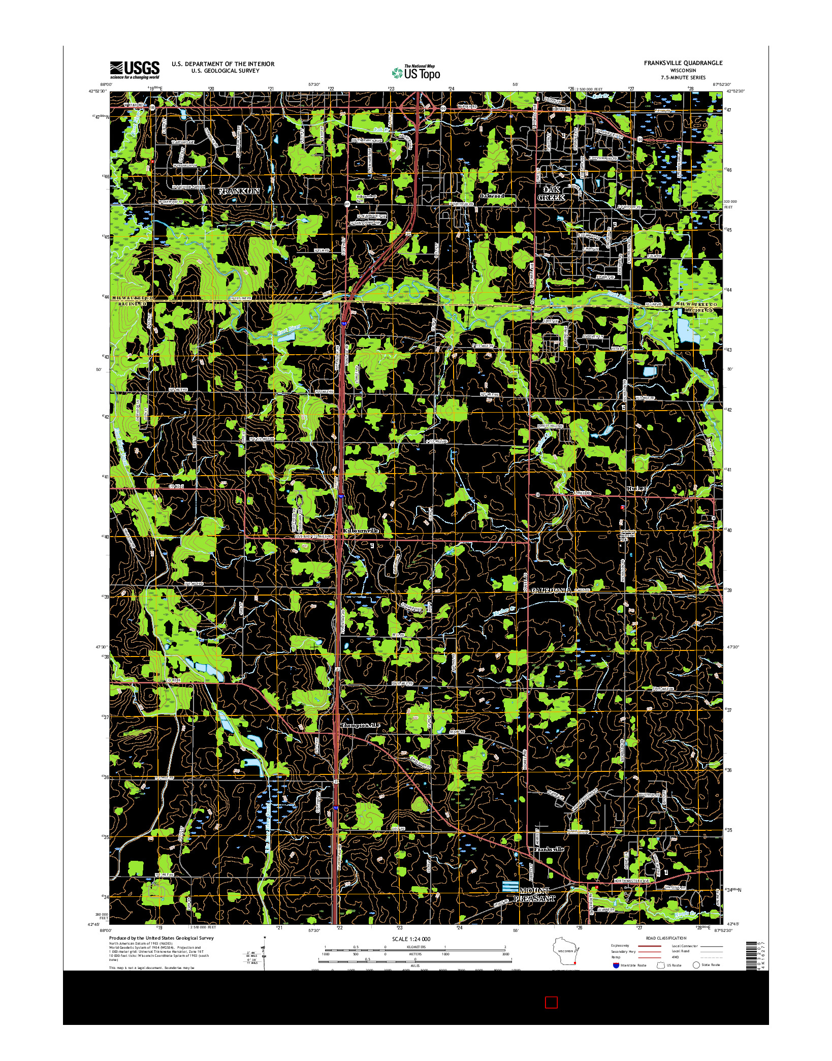 USGS US TOPO 7.5-MINUTE MAP FOR FRANKSVILLE, WI 2016