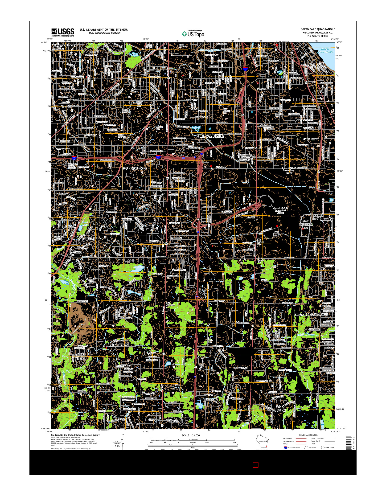 USGS US TOPO 7.5-MINUTE MAP FOR GREENDALE, WI 2016