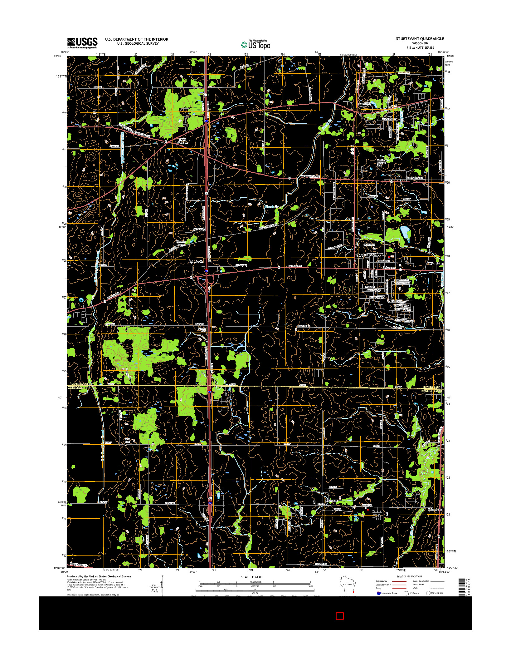USGS US TOPO 7.5-MINUTE MAP FOR STURTEVANT, WI 2016