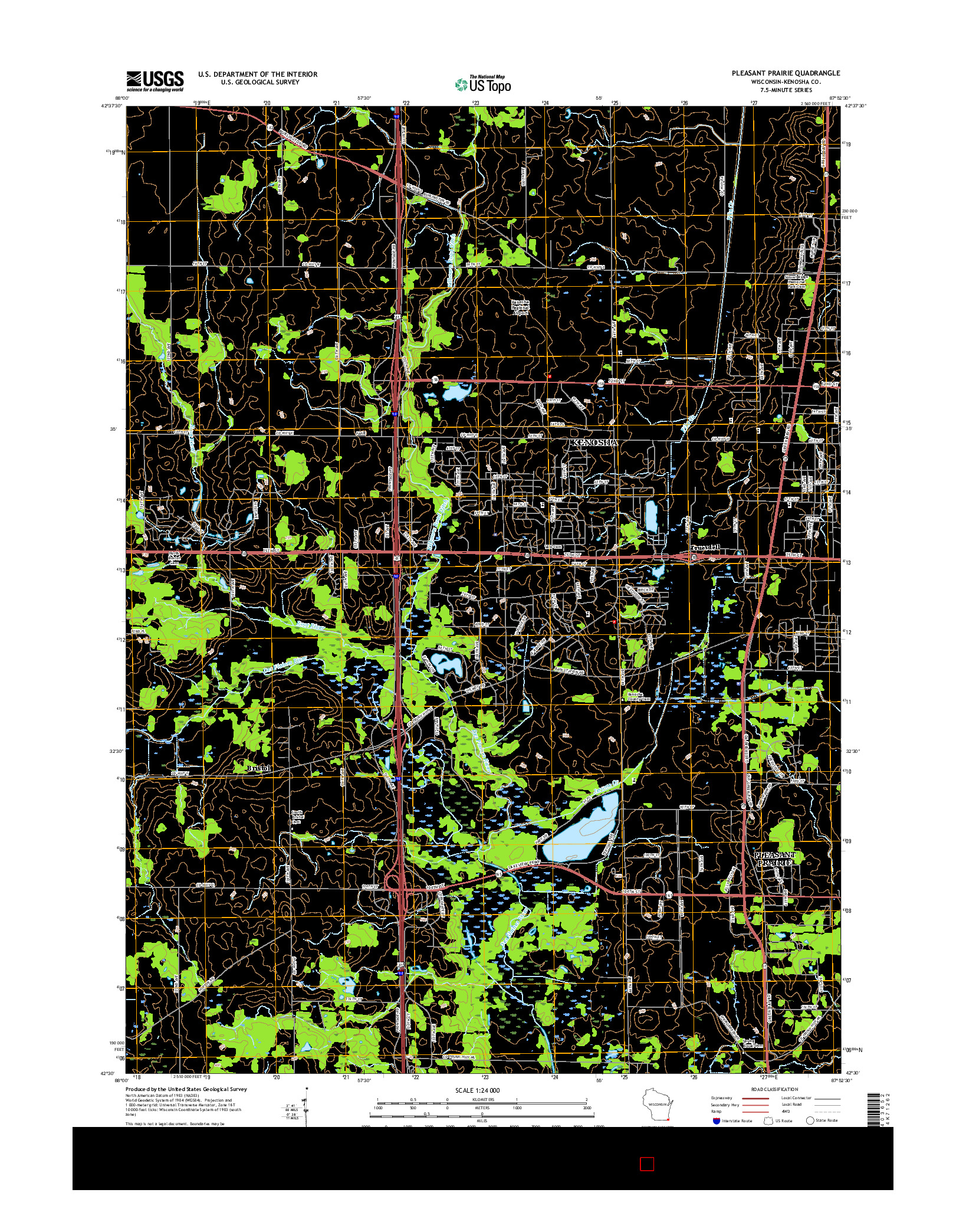 USGS US TOPO 7.5-MINUTE MAP FOR PLEASANT PRAIRIE, WI 2016
