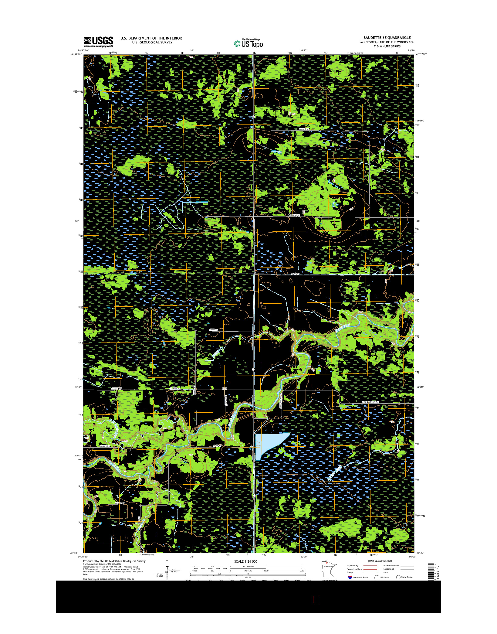 USGS US TOPO 7.5-MINUTE MAP FOR BAUDETTE SE, MN 2016