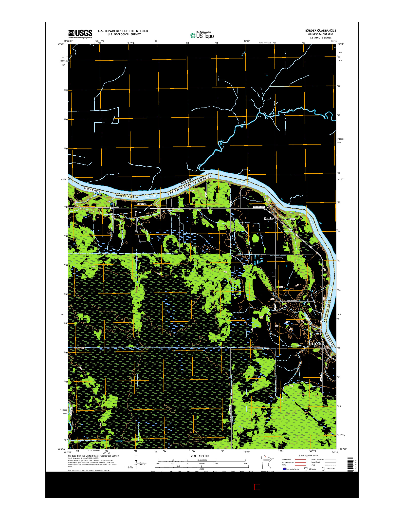 USGS US TOPO 7.5-MINUTE MAP FOR BORDER, MN-ON 2016