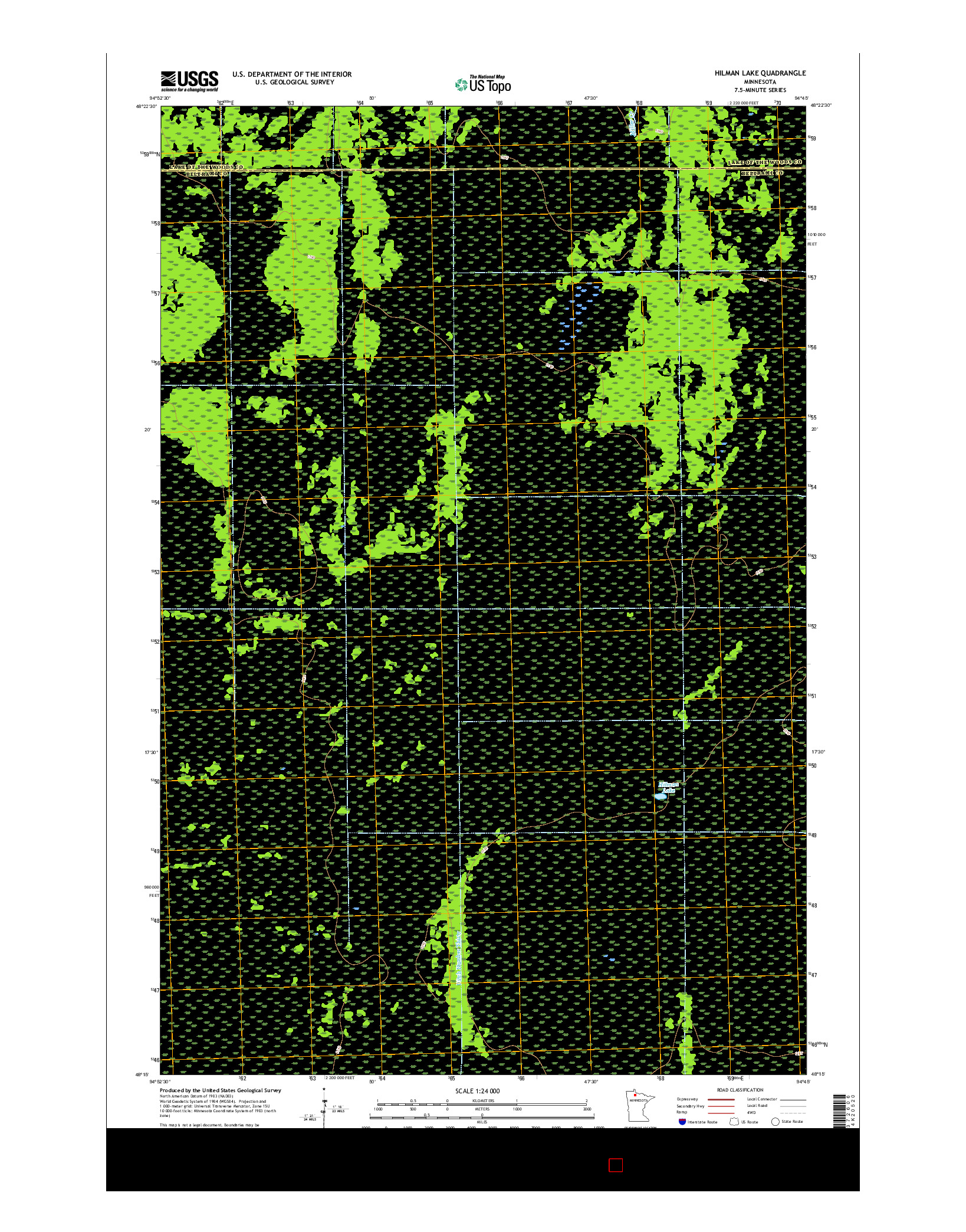 USGS US TOPO 7.5-MINUTE MAP FOR HILMAN LAKE, MN 2016