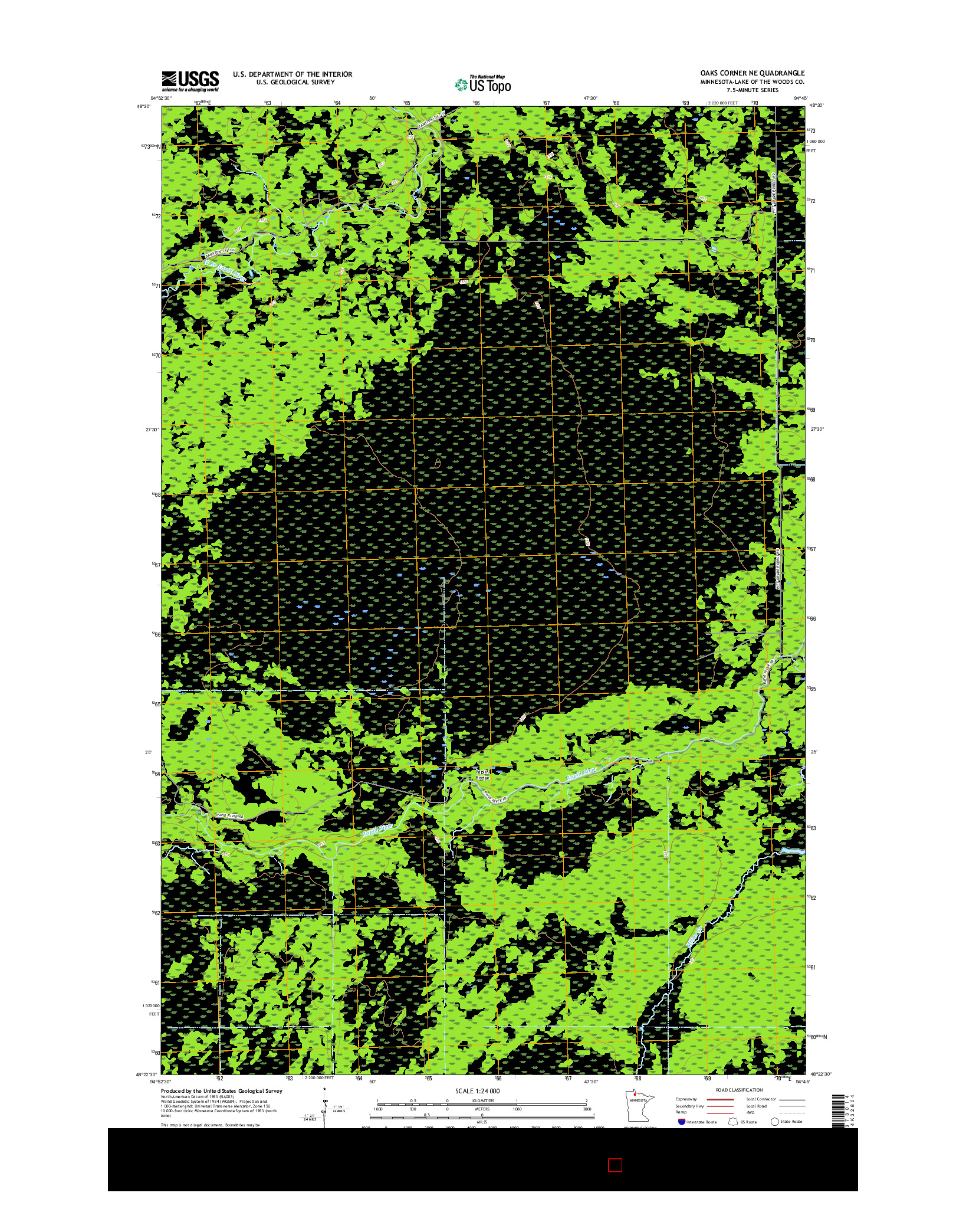 USGS US TOPO 7.5-MINUTE MAP FOR OAKS CORNER NE, MN 2016