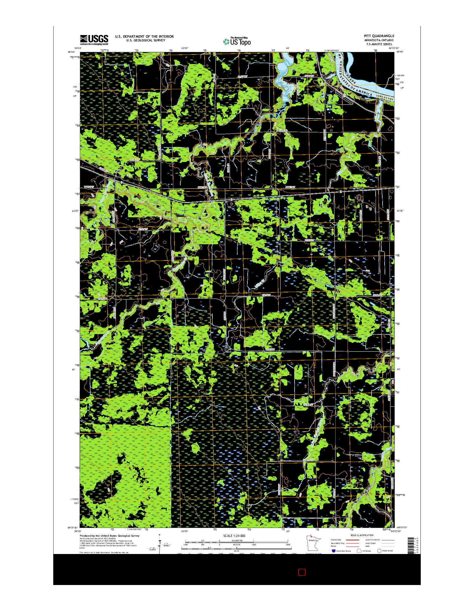 USGS US TOPO 7.5-MINUTE MAP FOR PITT, MN-ON 2016