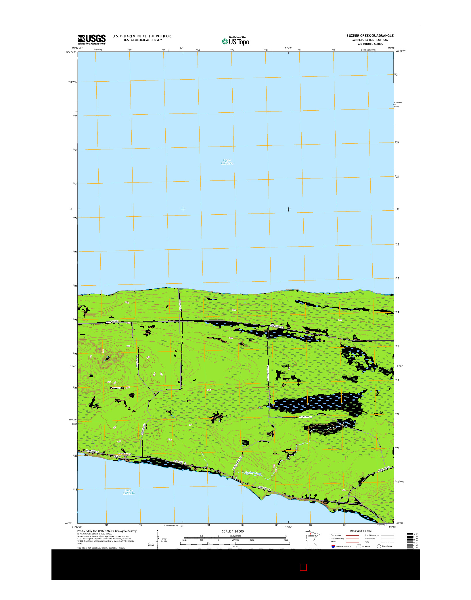 USGS US TOPO 7.5-MINUTE MAP FOR SUCKER CREEK, MN 2016