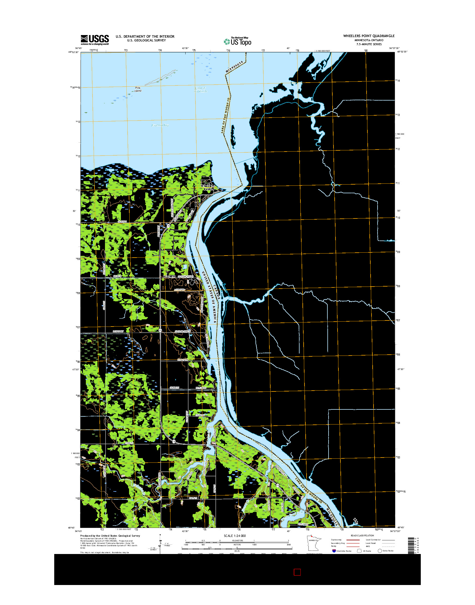 USGS US TOPO 7.5-MINUTE MAP FOR WHEELERS POINT, MN-ON 2016