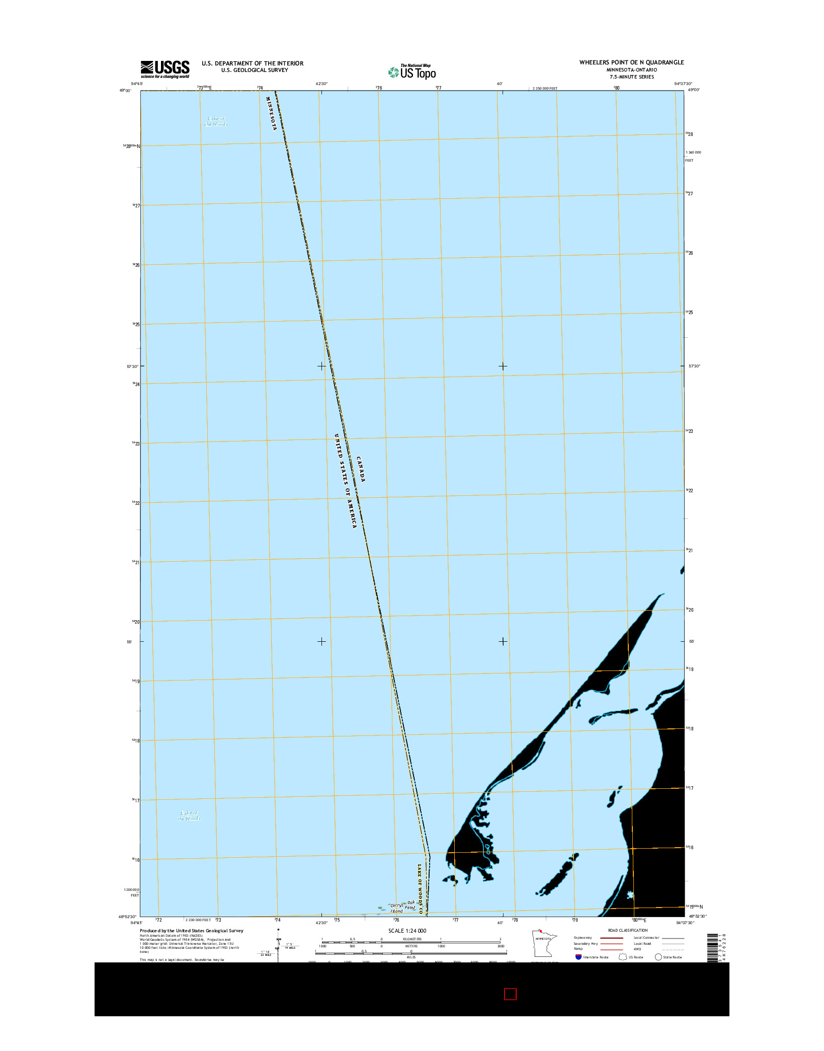 USGS US TOPO 7.5-MINUTE MAP FOR WHEELERS POINT OE N, MN-ON 2016