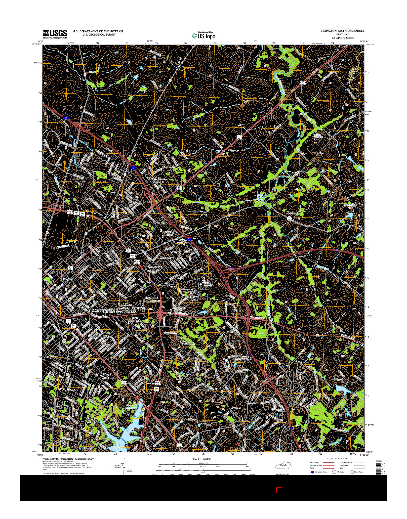 USGS US TOPO 7.5-MINUTE MAP FOR LEXINGTON EAST, KY 2016